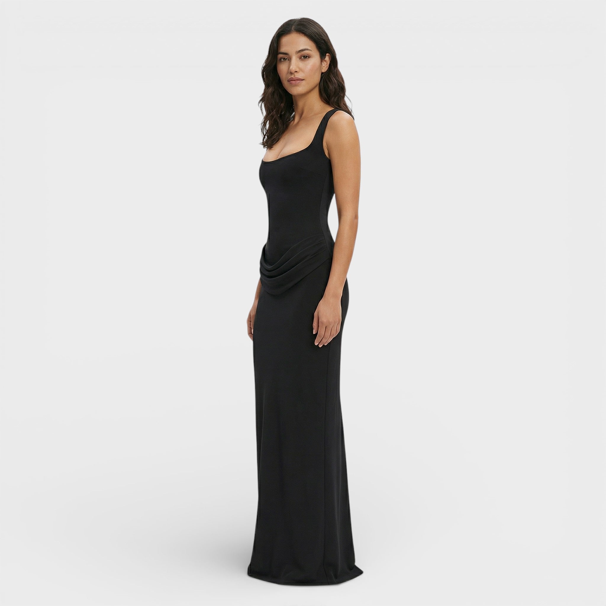 Vestido Largo Mujer Tejido Acanalado Elegante Con Espalda Descubierta 5