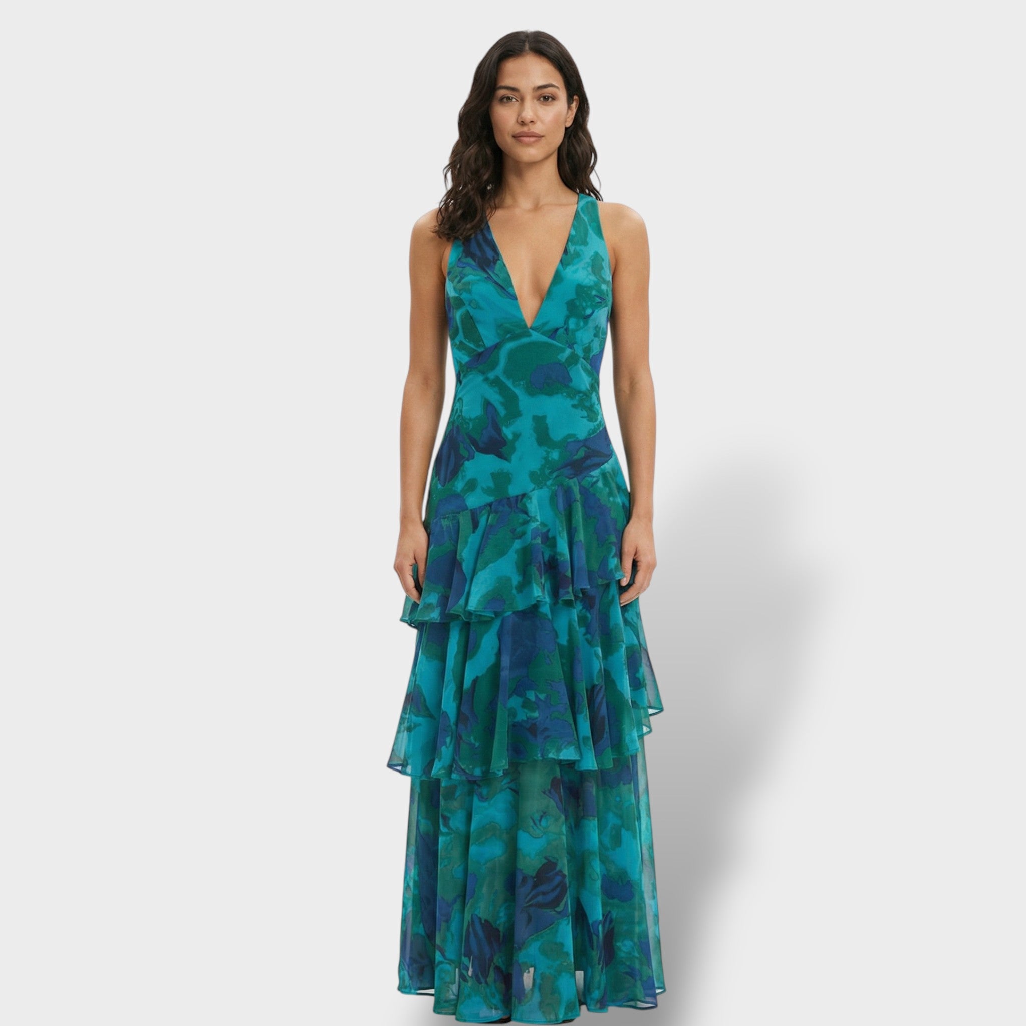 Vestido Largo Mujer Tejido Suave Escote en V Elegante para Fiesta 0