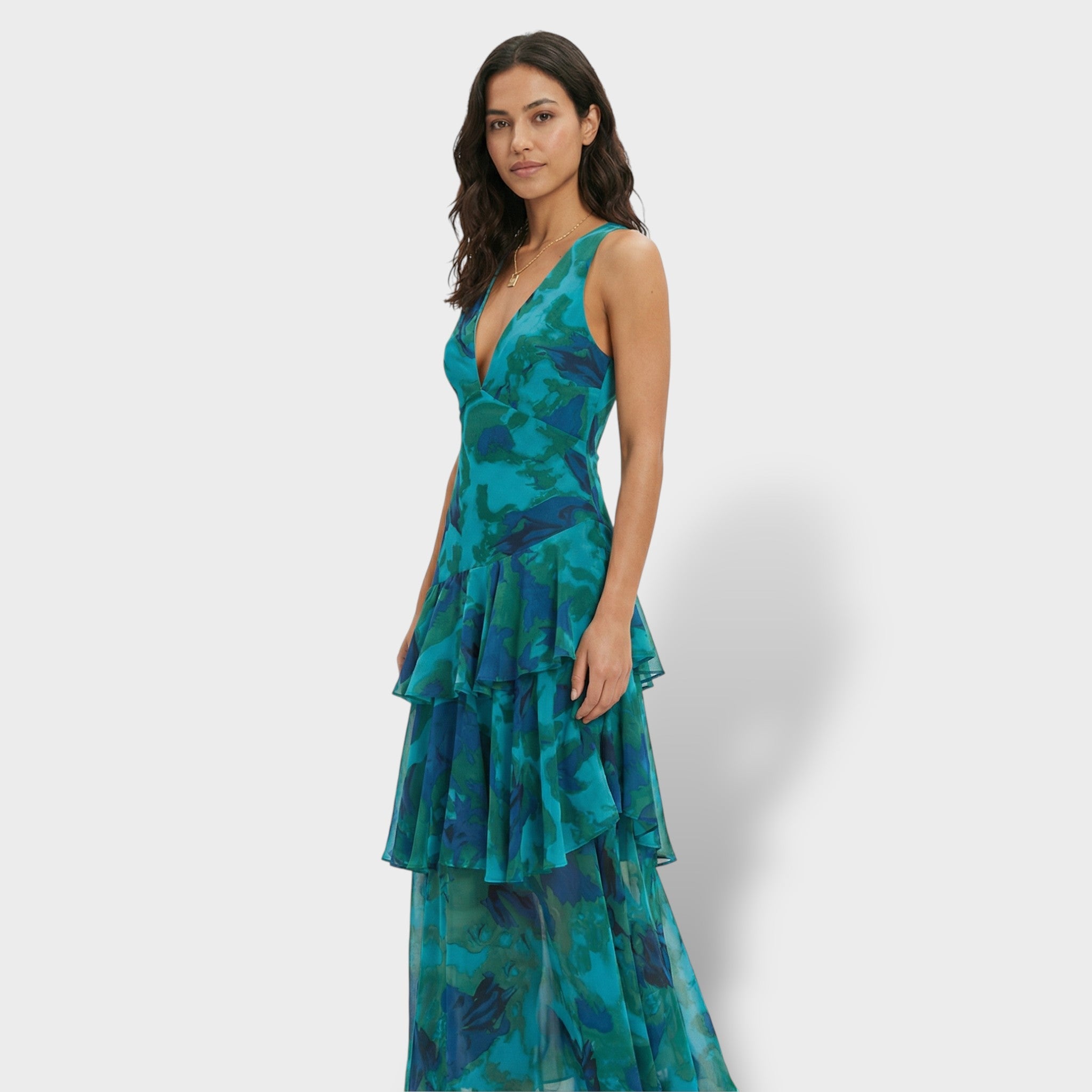 Vestido Largo Mujer Tejido Suave Escote en V Elegante para Fiesta 1