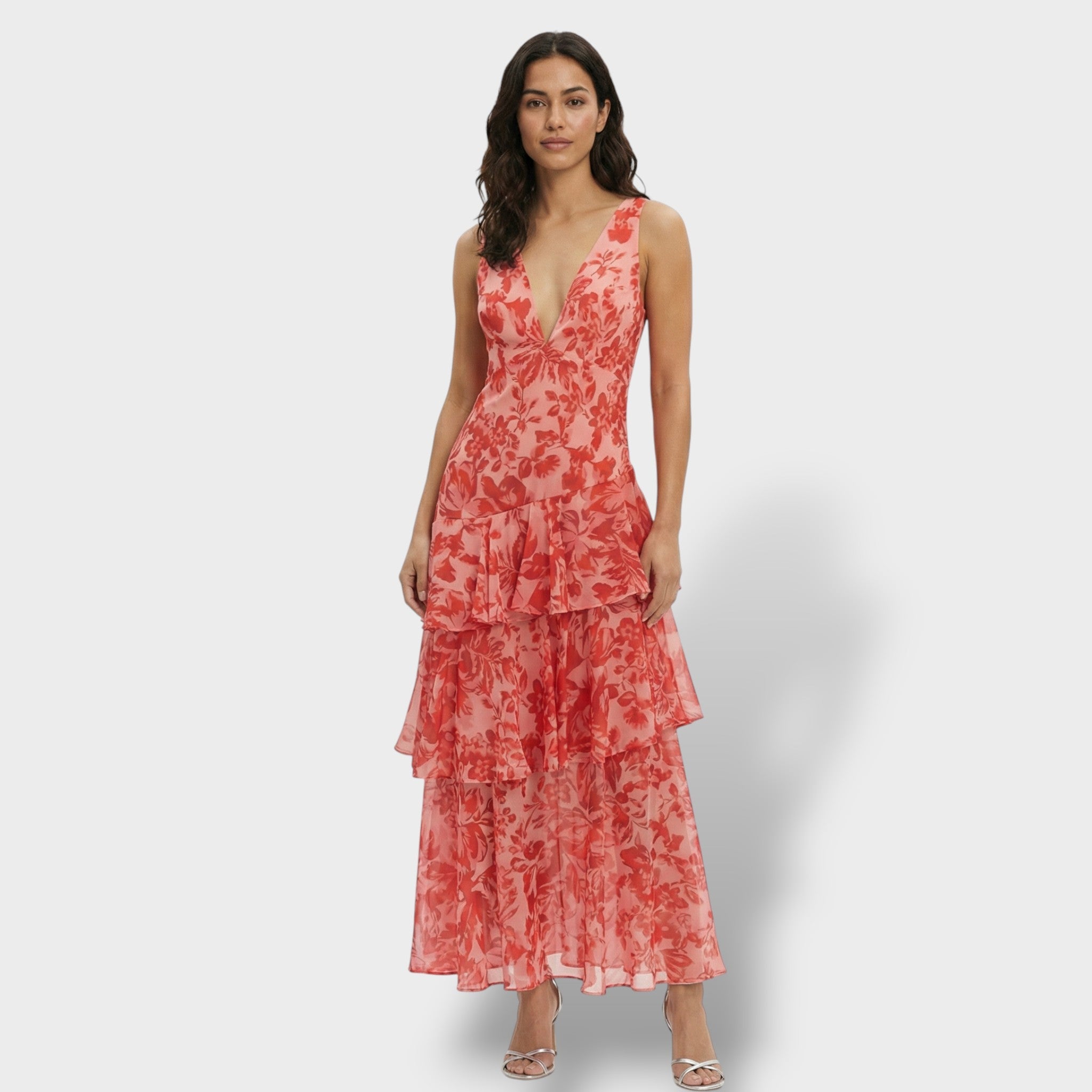 Vestido Largo Mujer Tejido Suave Escote en V Elegante para Fiesta 8