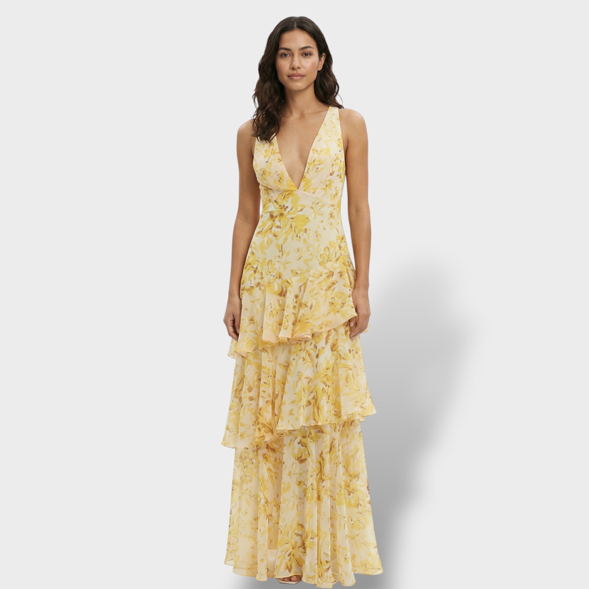Vestido Largo Mujer Tejido Suave Escote en V Elegante para Fiesta 9