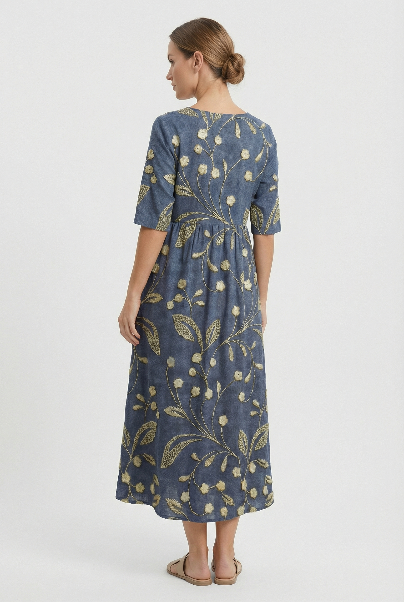 Vestido Midi Mujer Floral Ligero Con Estampado Elegante Para Invitada 2