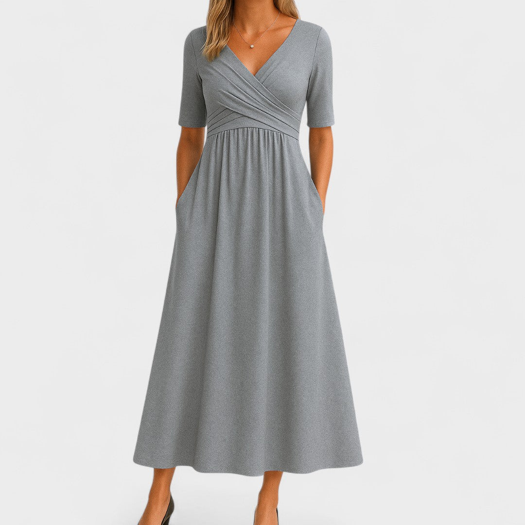 Vestido Midi Mujer Poliéster Elegante Corte en A Versátil 0