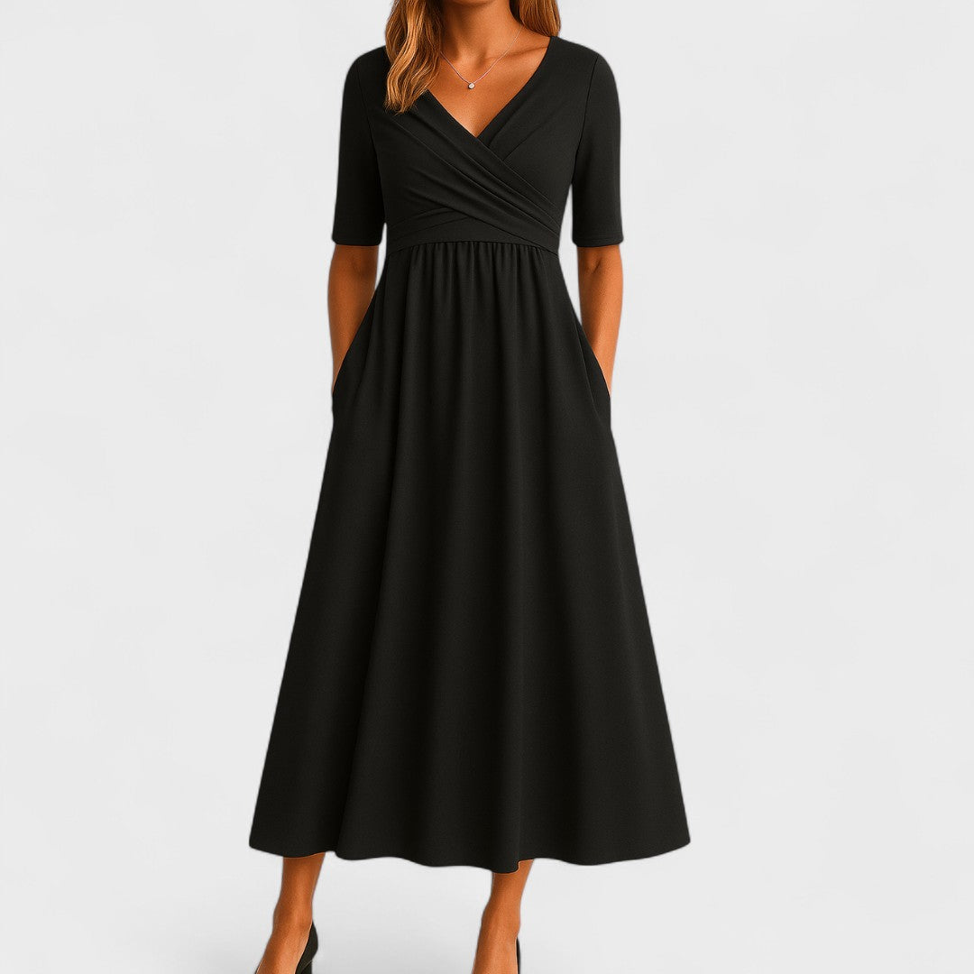 Vestido Midi Mujer Poliéster Elegante Corte en A Versátil 1