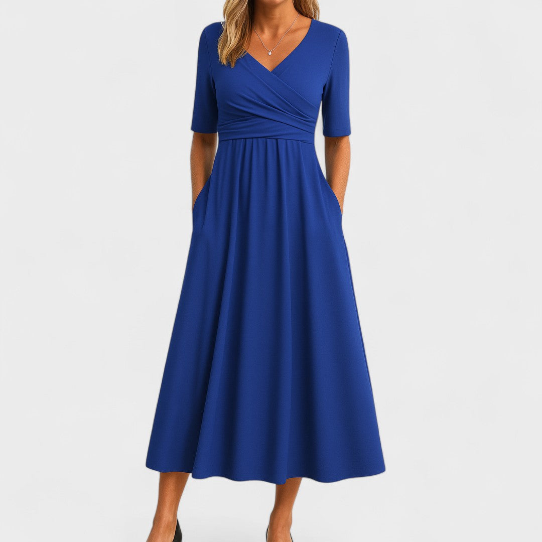 Vestido Midi Mujer Poliéster Elegante Corte en A Versátil 2