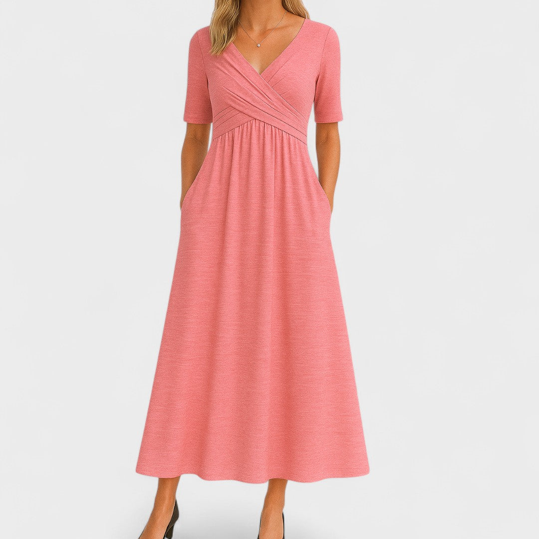 Vestido Midi Mujer Poliéster Elegante Corte en A Versátil 4