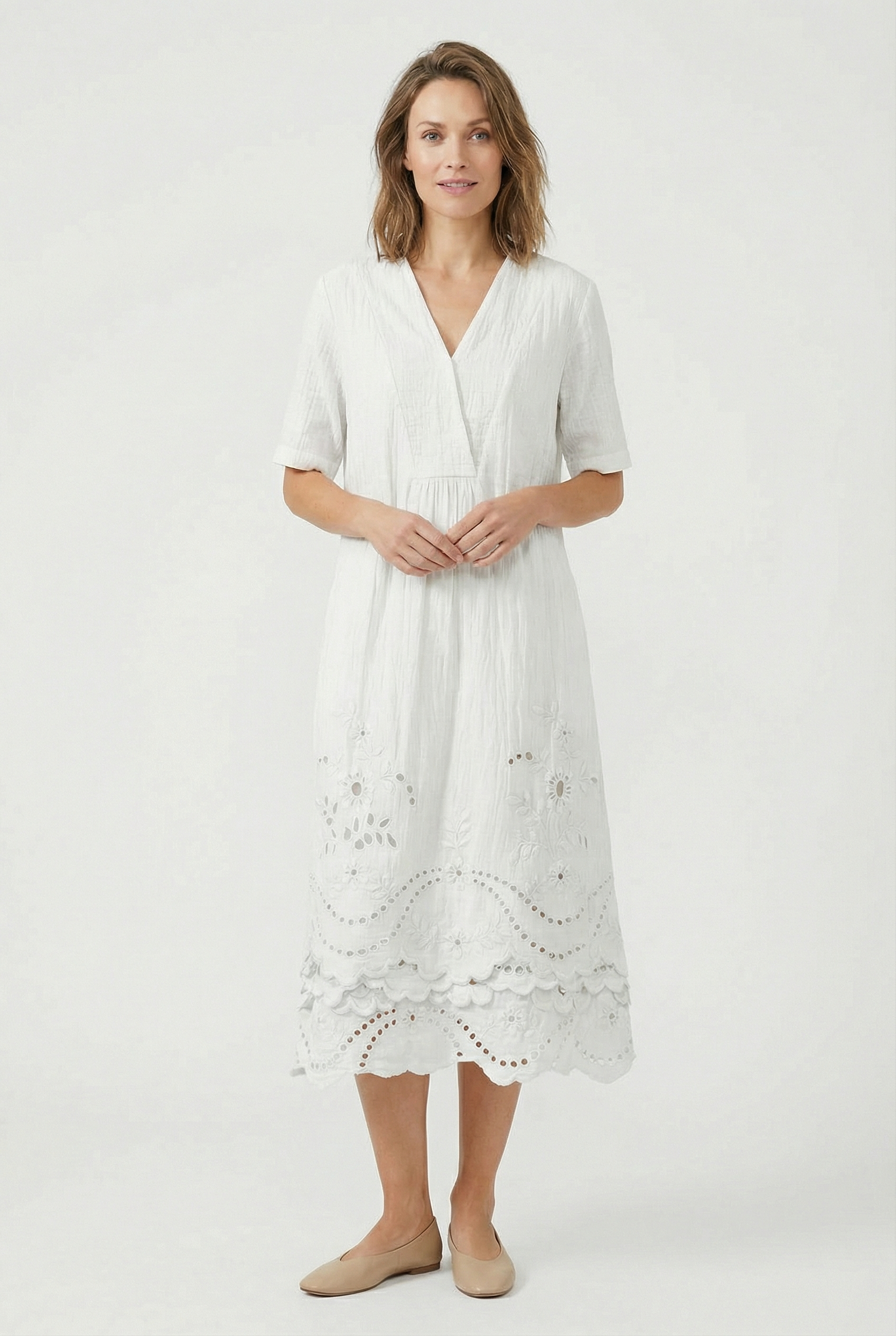 Vestido Midi Mujer Poliéster Estampado Floral Escote en V Casual 0