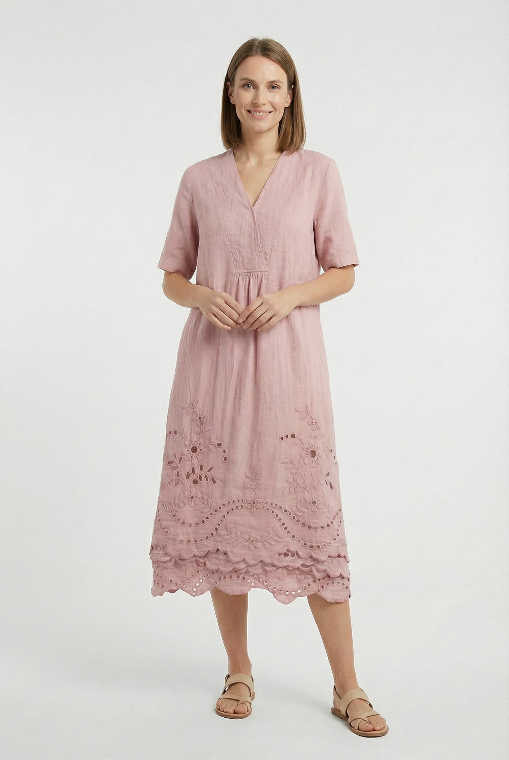 Vestido Midi Mujer Poliéster Estampado Floral Escote en V Casual 6