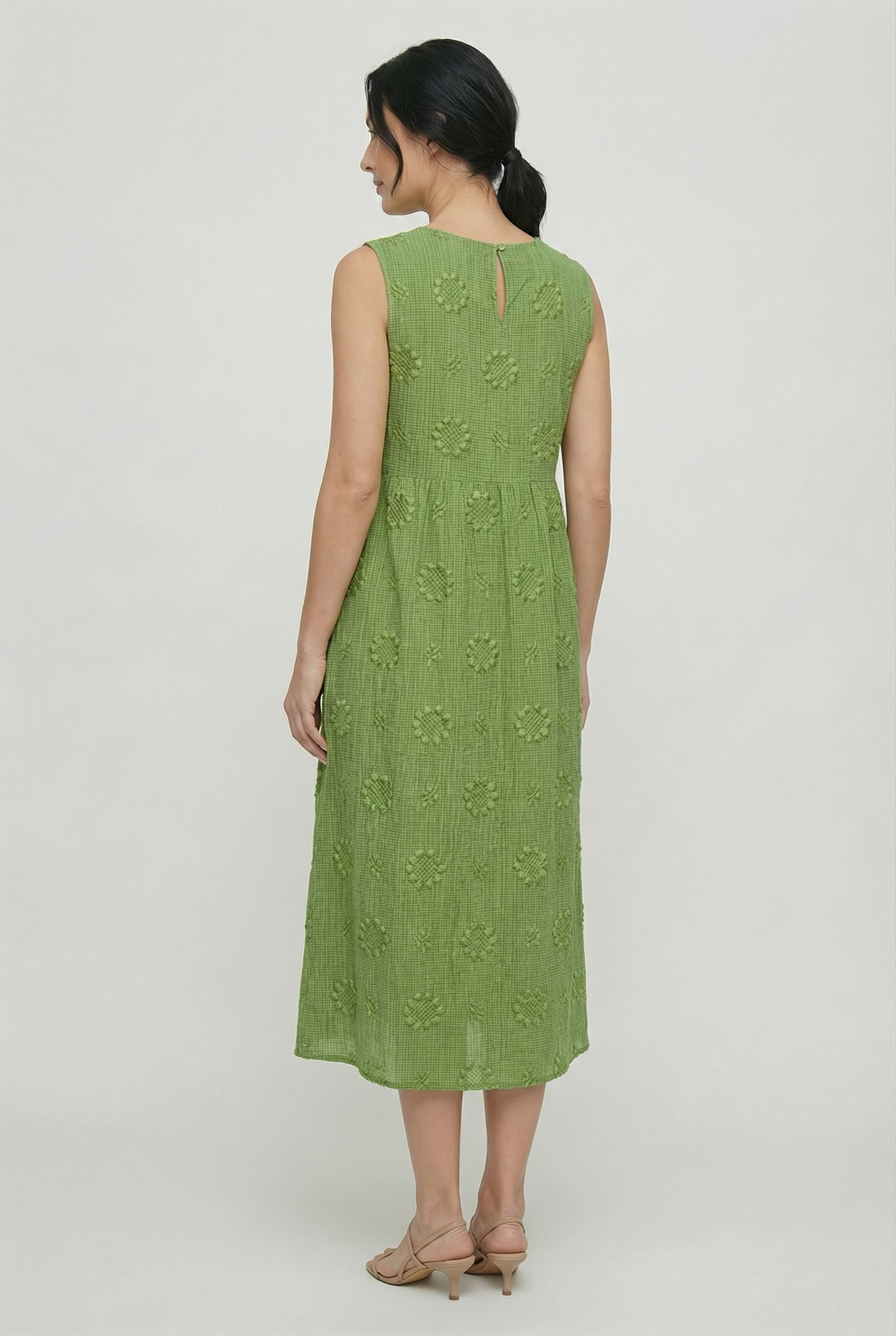 Vestido Midi Mujer Poliéster Sin Mangas Estampado Circular Con Bolsillos Laterales 2