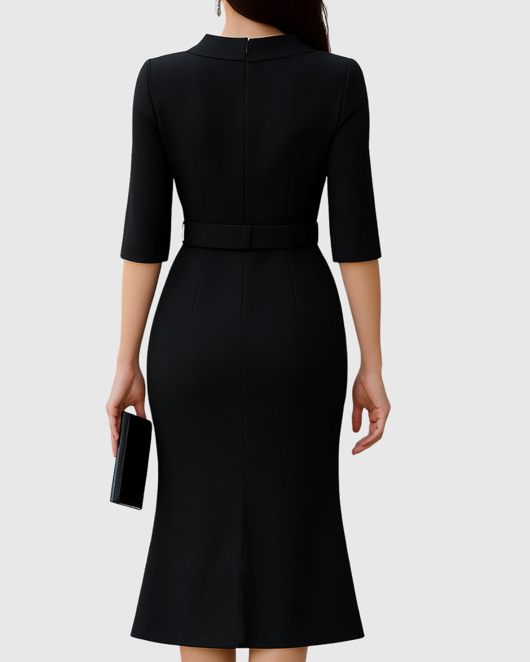 Vestido Midi Mujer Tejido Suave con Cinturón y Aberturas para Fiesta Elegante 1