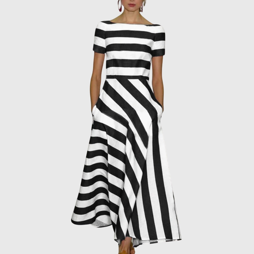 Vestido Mujer Algodón Rayas Ajuste Cómodo Elegante 1
