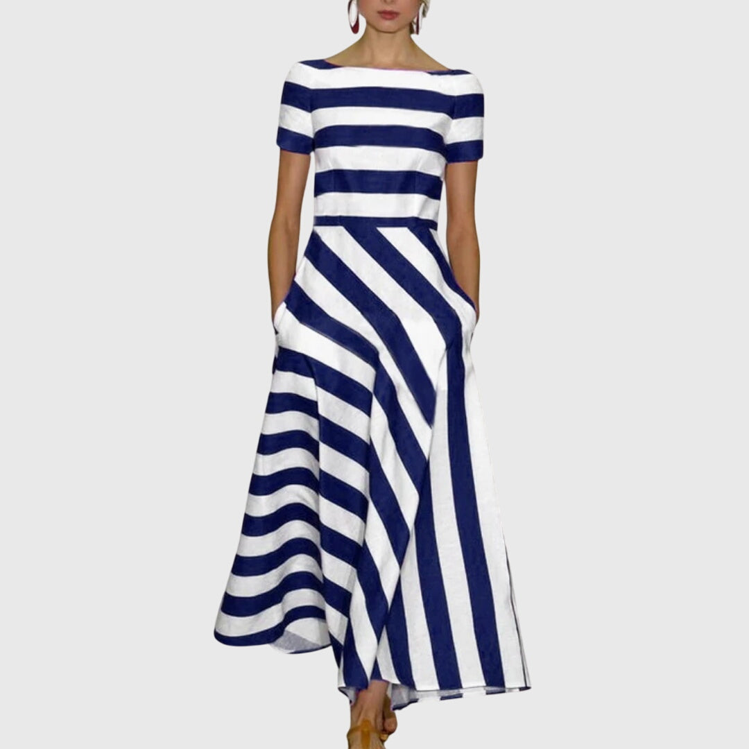 Vestido Mujer Algodón Rayas Ajuste Cómodo Elegante 2