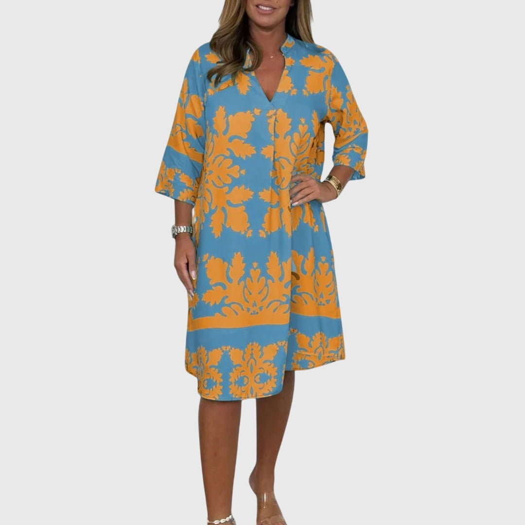 Vestido Mujer Elegante Primavera Estampado Escote en V Sin Mangas 6