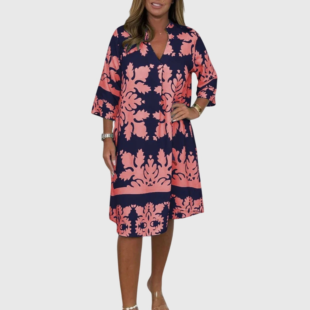 Vestido Mujer Elegante Primavera Estampado Escote en V Sin Mangas 7