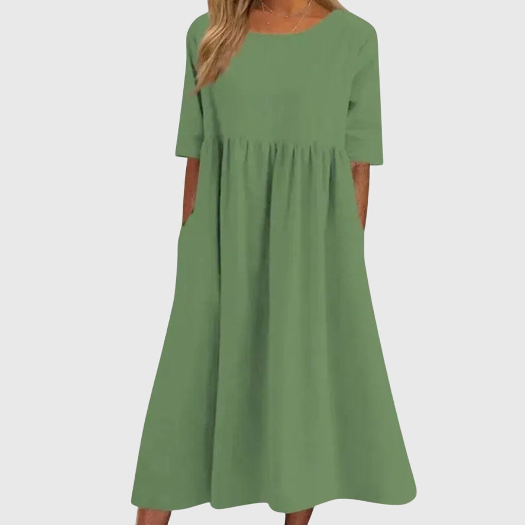 Vestido Mujer Elegante de Manga Corta Diseño Clásico Versátil para Fiesta 3