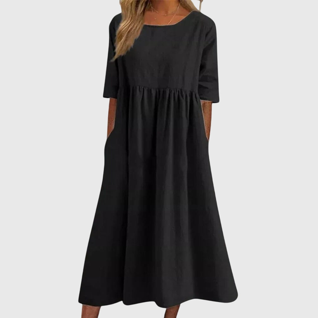 Vestido Mujer Elegante de Manga Corta Diseño Clásico Versátil para Fiesta 5
