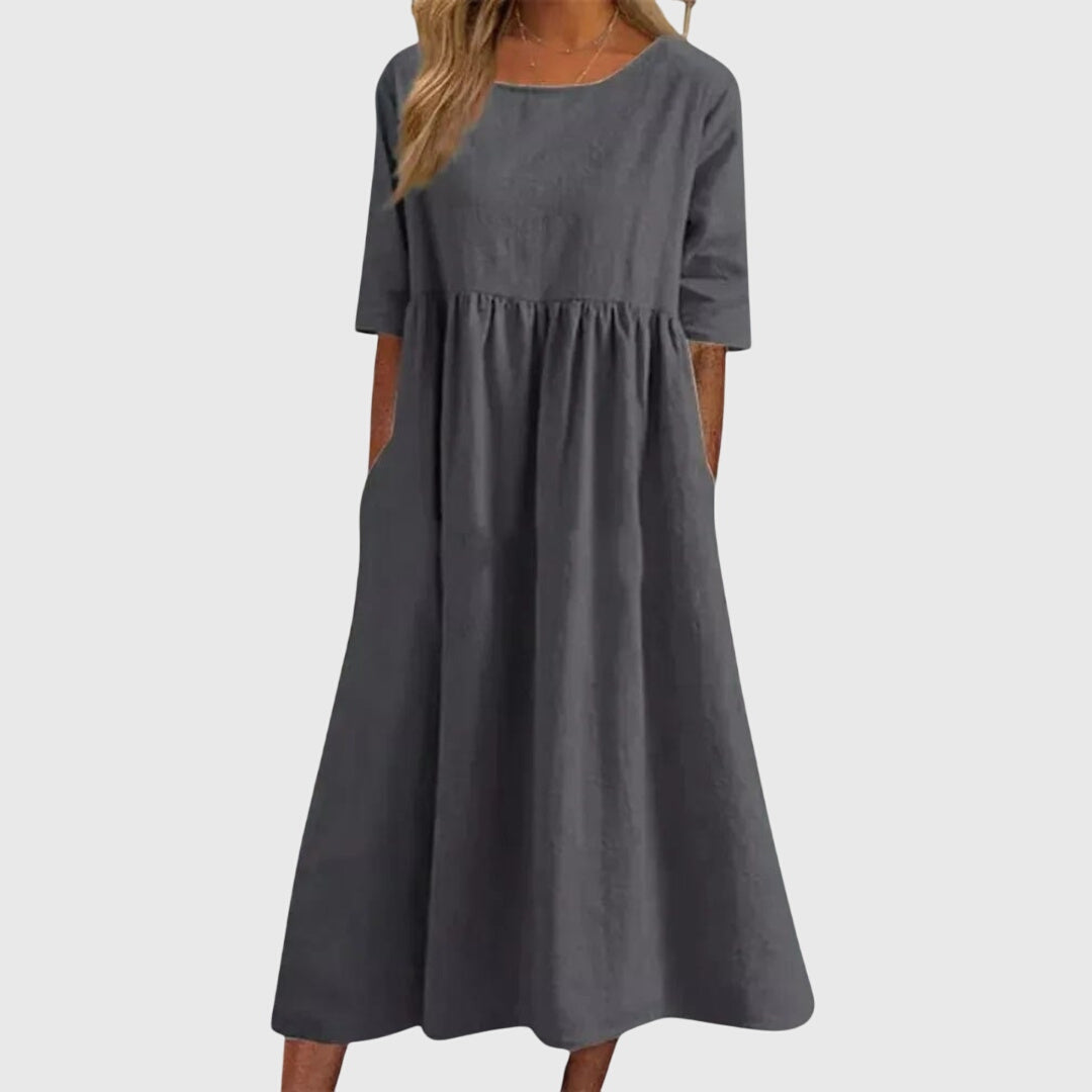 Vestido Mujer Elegante de Manga Corta Diseño Clásico Versátil para Fiesta 6
