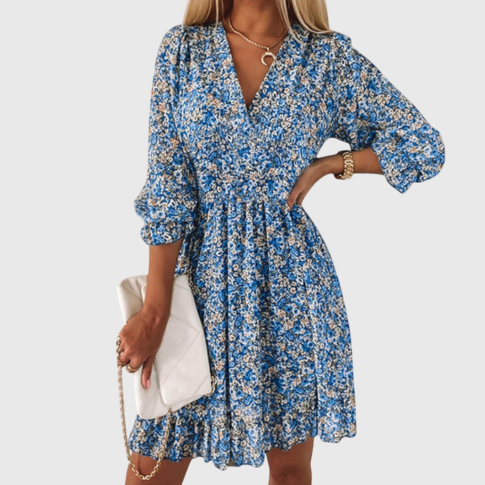 Vestido Mujer Floral Poliéster Con Mangas Abullonadas Casual Verano 2