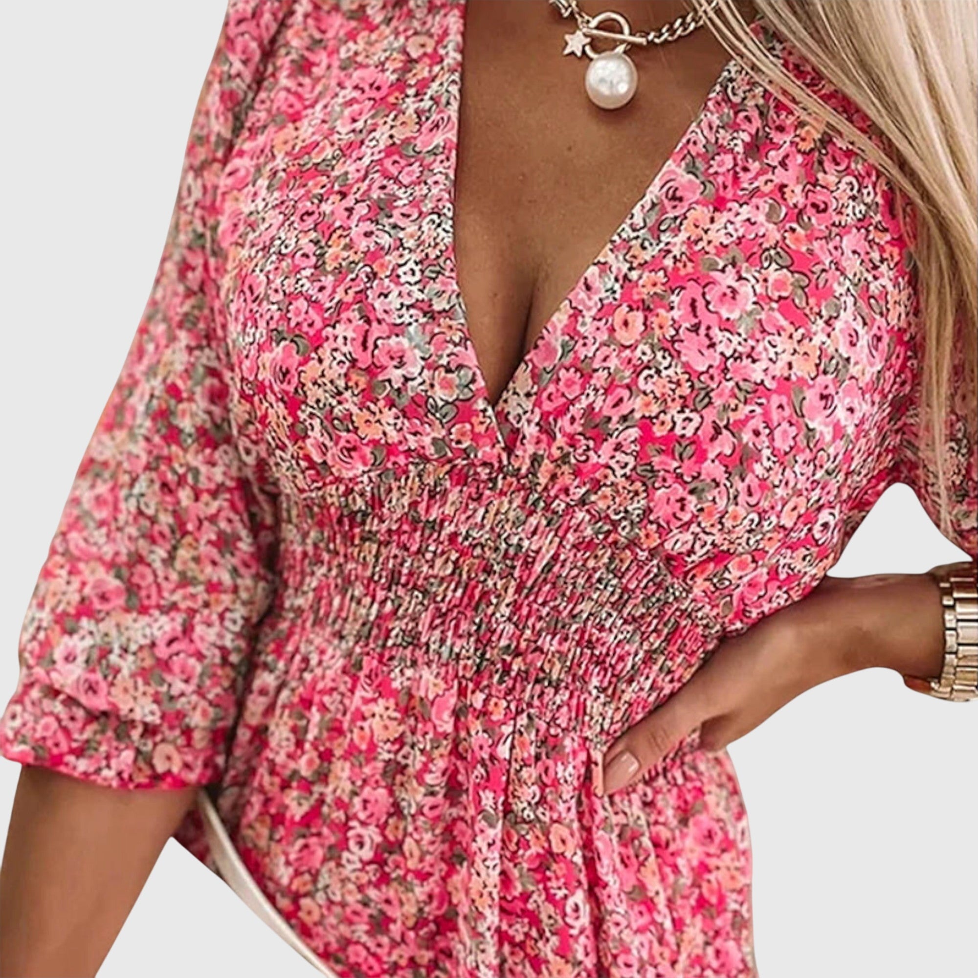Vestido Mujer Floral Poliéster Con Mangas Abullonadas Casual Verano 5