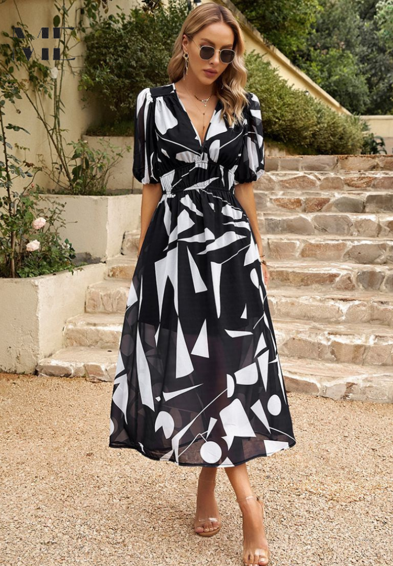 Vestido Mujer Floral Tela Suave Ajuste Relajado Elegante para Fiesta 10