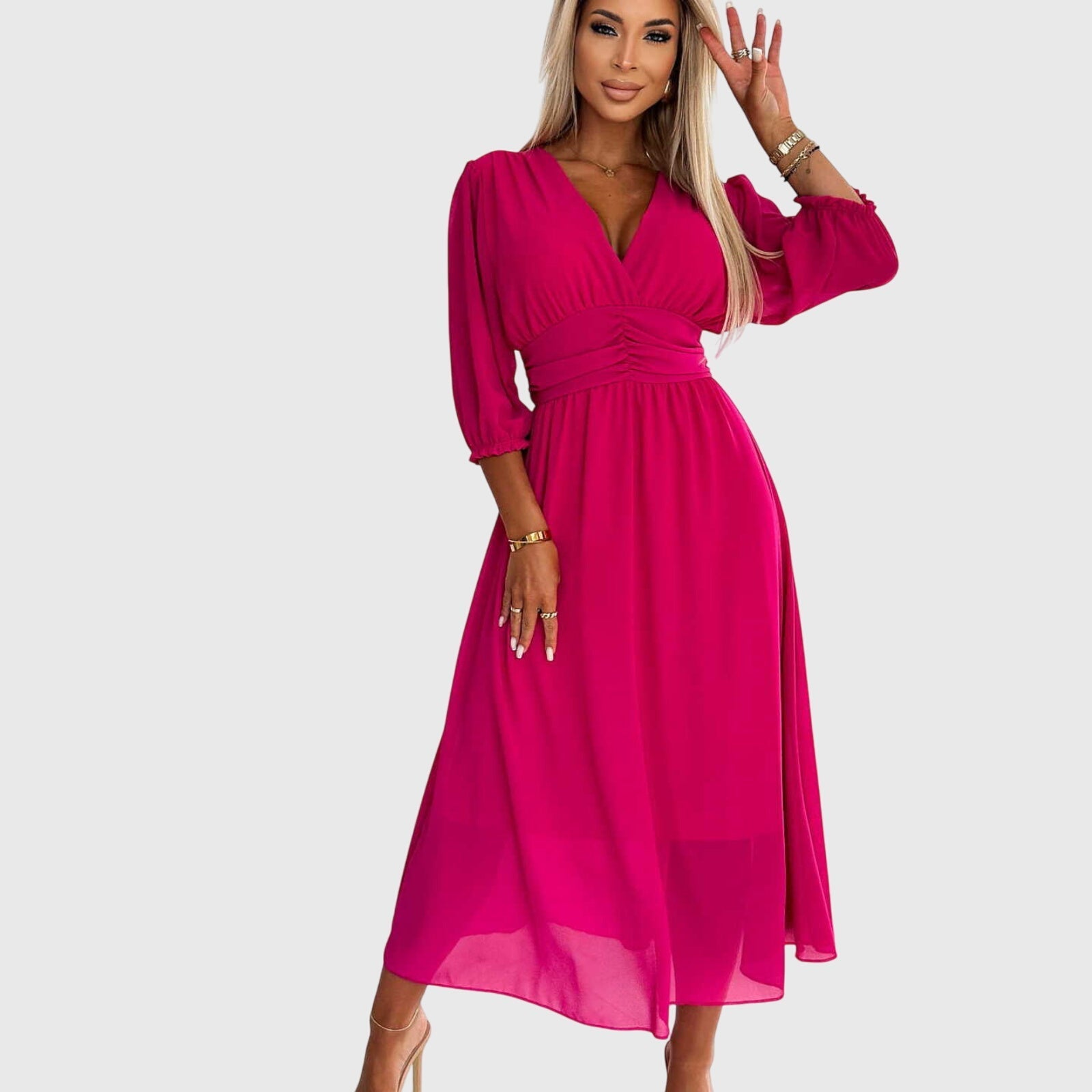 Vestido Mujer Gasa Elegante Sin Mangas para Fiesta y Eventos Formales 4