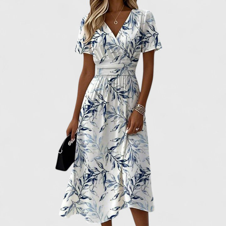 Vestido Mujer Ligero Con Cintura Elástica Y Blusa Cruzada Para Ocasiones Especiales 0