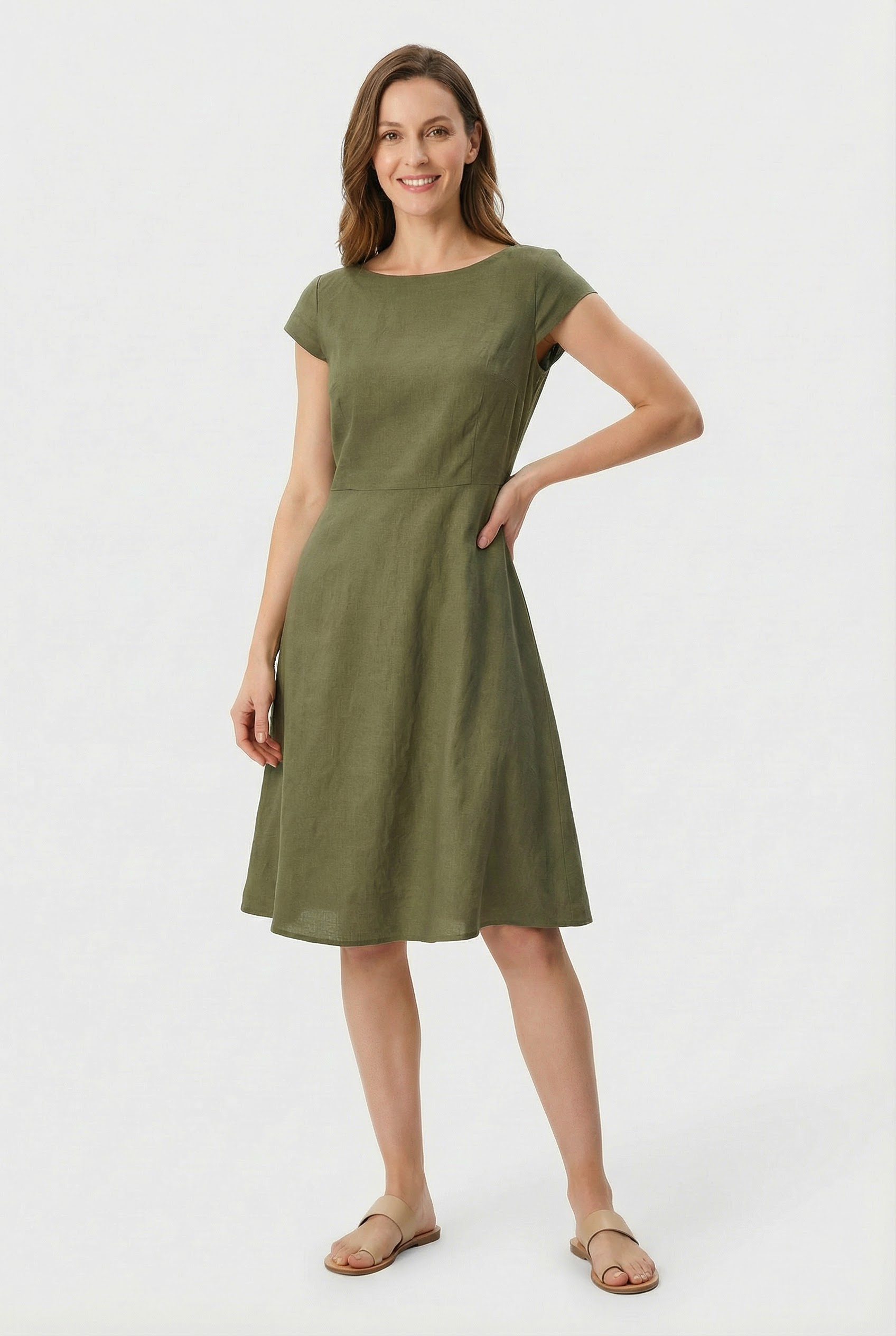 Vestido de Mujer Elegante de Tejido Ligero con Mangas Delicadas y Silueta Femenina 6