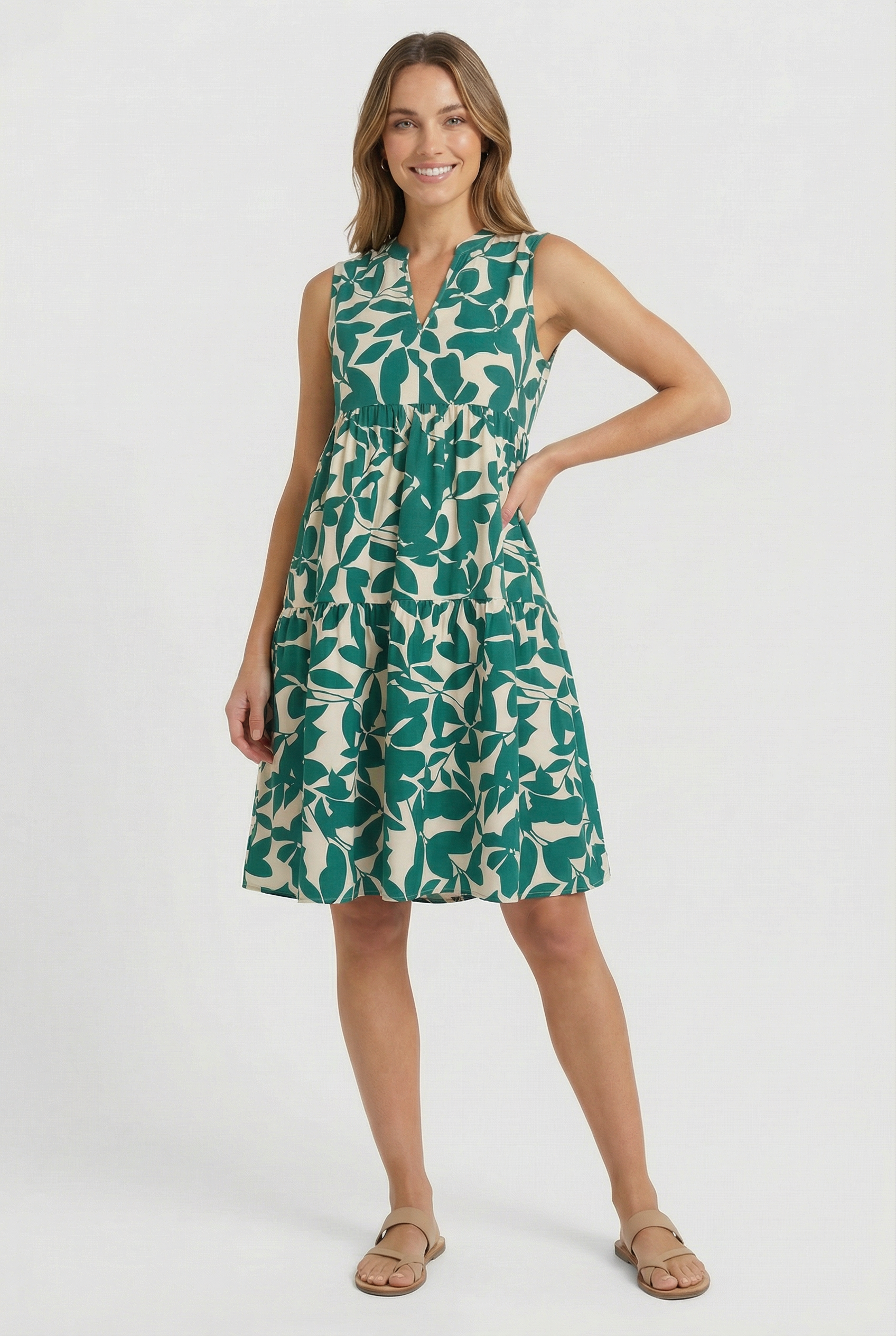 Vestido de Mujer Floral Ligero Corte A para Verano con Tejido Transpirable 0