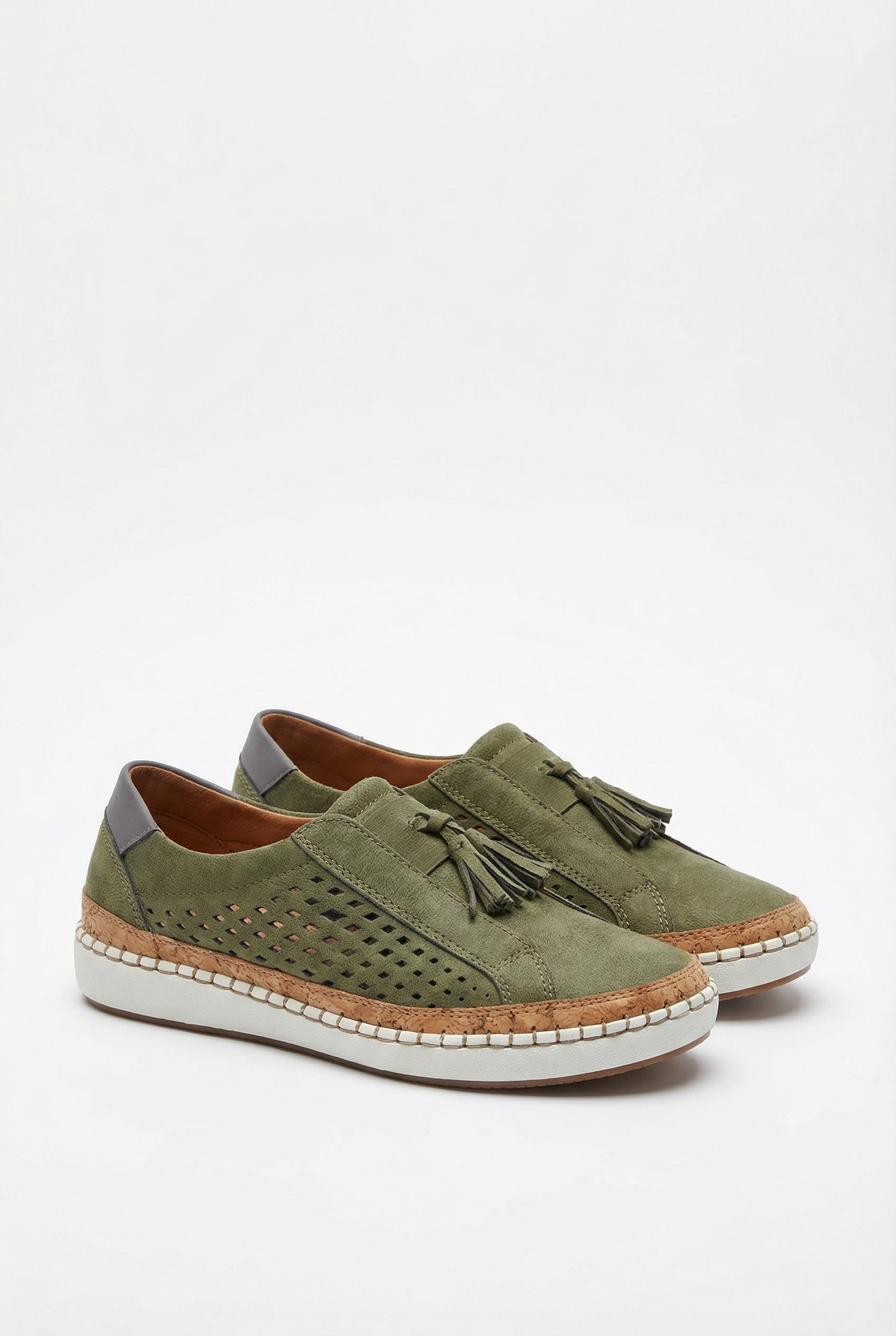 Zapatos Mujer Slip-On Cuero Vegano Perforado Casual Con Suela de Goma 0