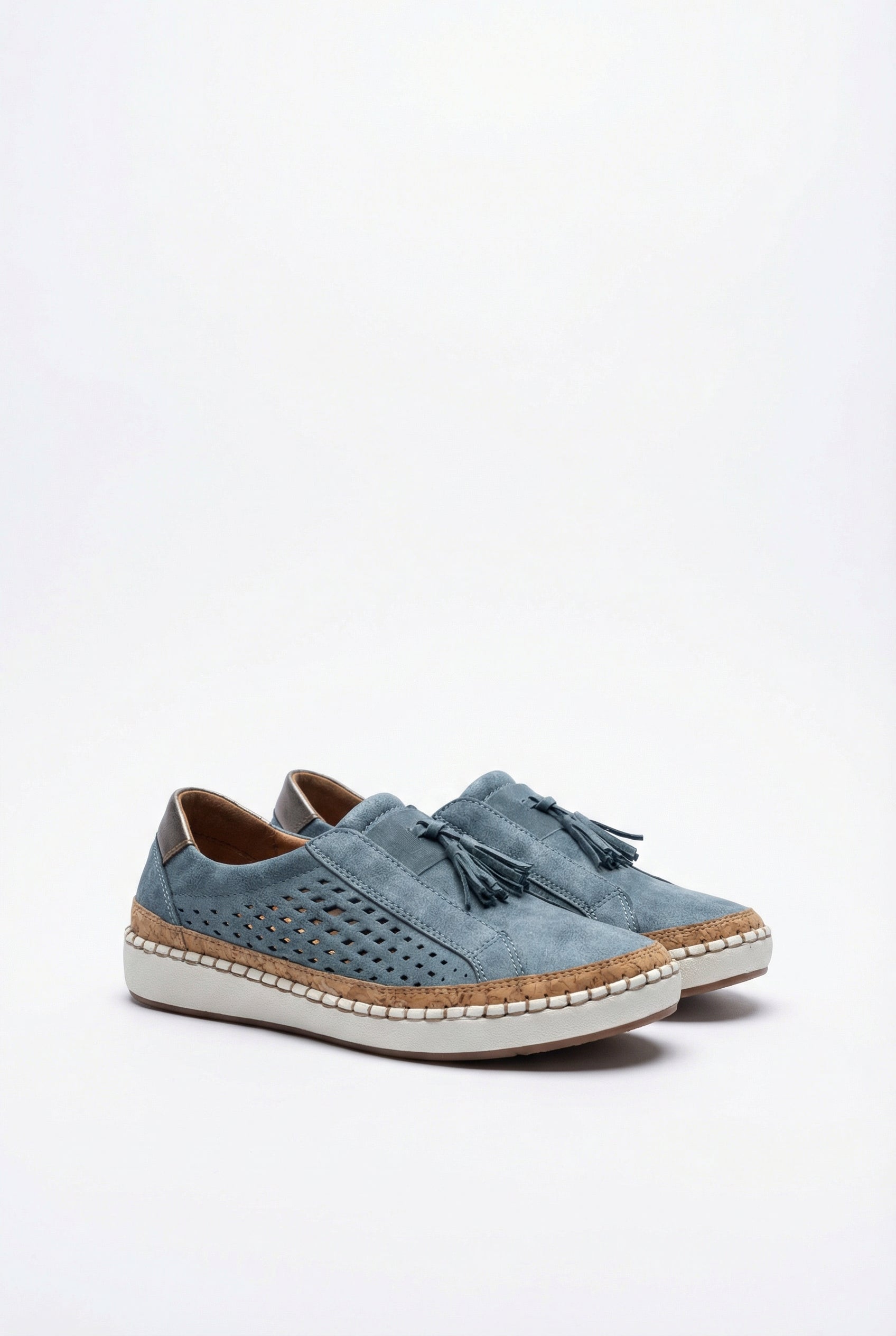 Zapatos Mujer Slip-On Cuero Vegano Perforado Casual Con Suela de Goma 4