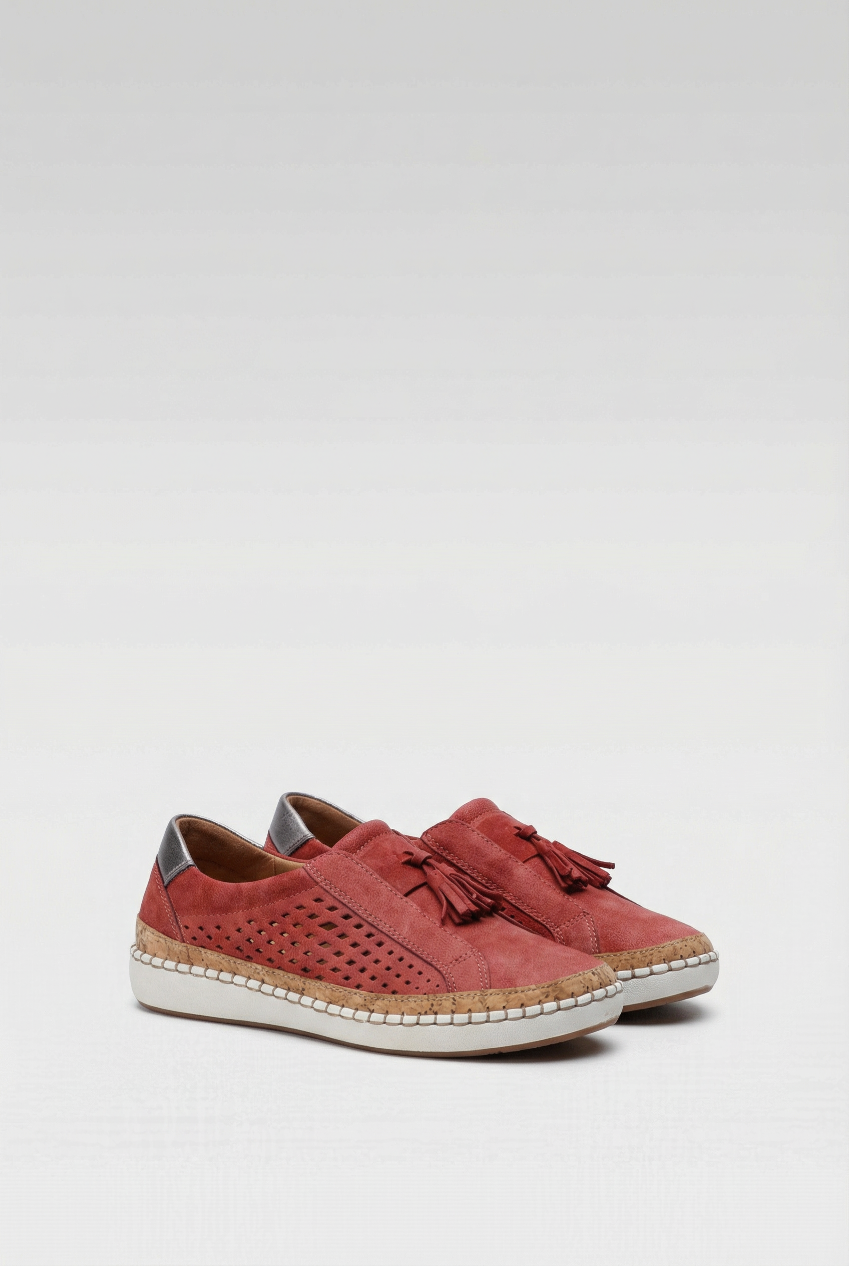 Zapatos Mujer Slip-On Cuero Vegano Perforado Casual Con Suela de Goma 8