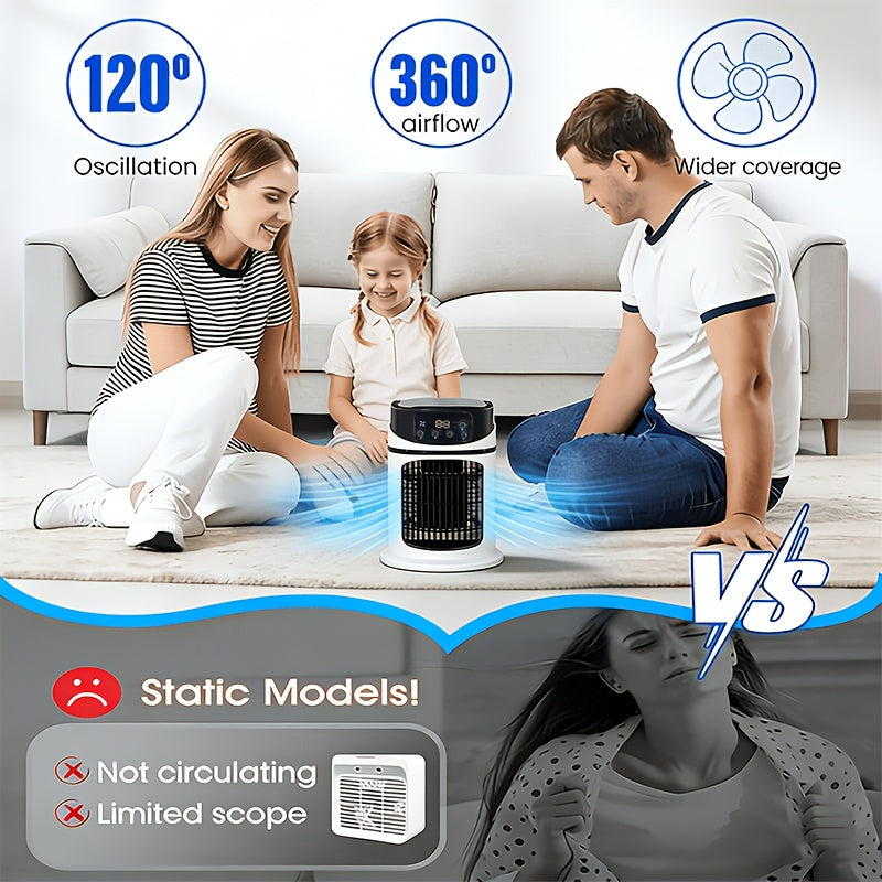 Ventilador Portátil de Enfriamiento por Neblina - Ajustable, Silencioso - Uso en Casa y Aire Libre