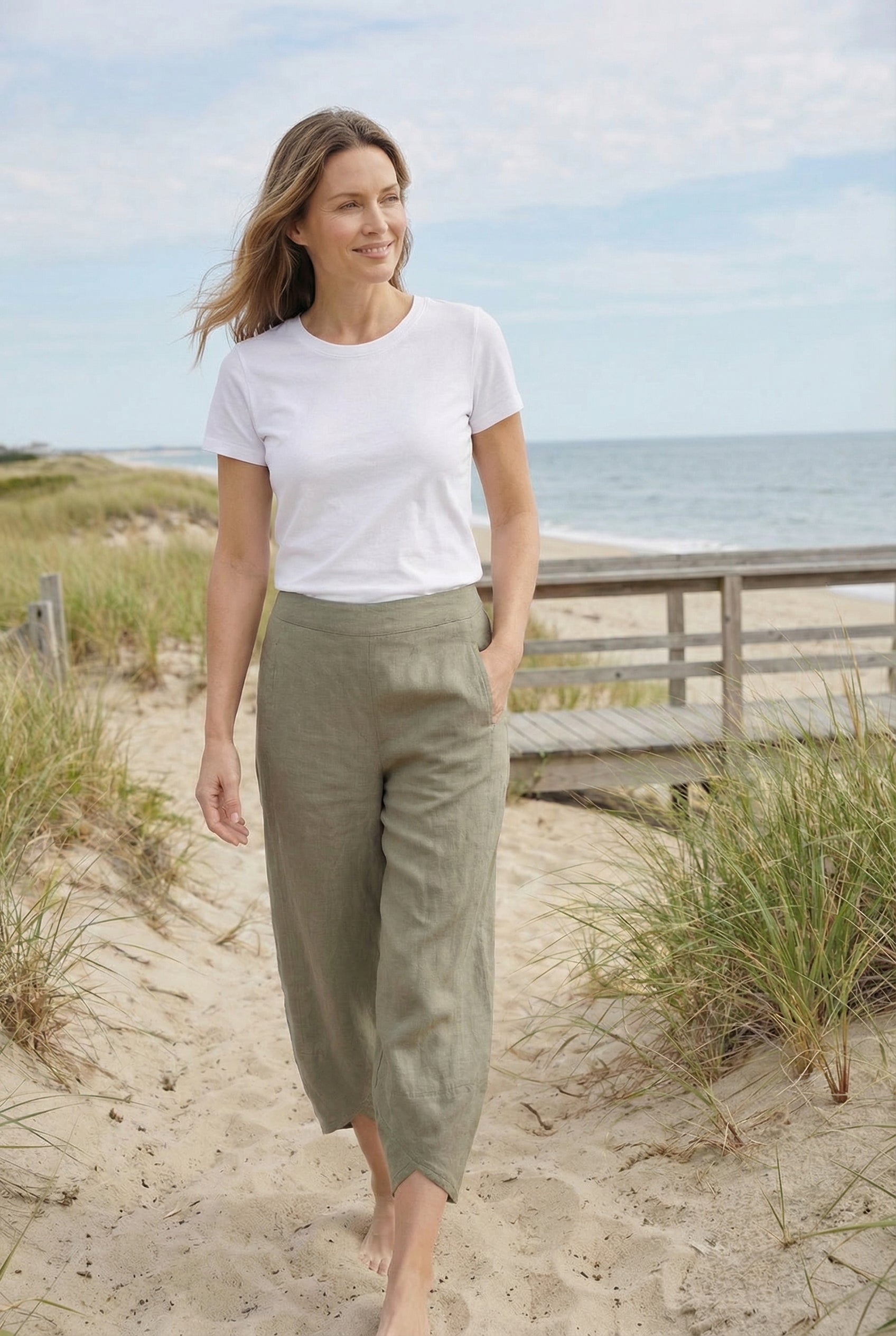Mujer Pantalón Culotte Asimétrico Holgado Casual con Cintura Pull-On