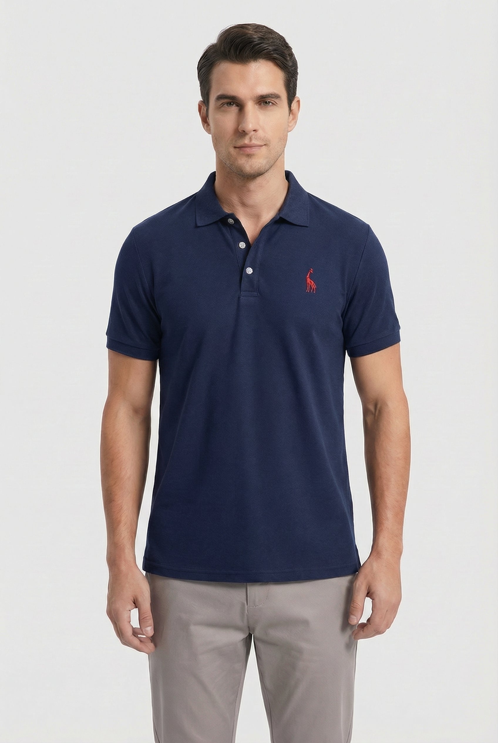 Hombre Polo Casual Con Bordado Decorativo Y Cuello Clásico