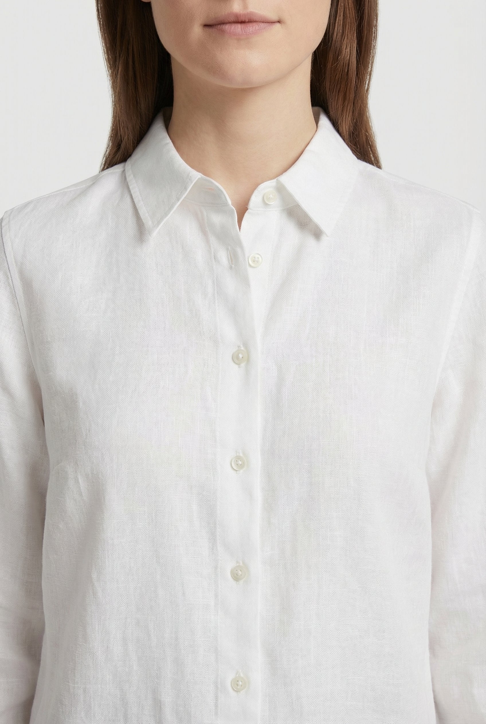 Mujer Camisa Casual Algodón Cuello Clásico Bajo Redondeado