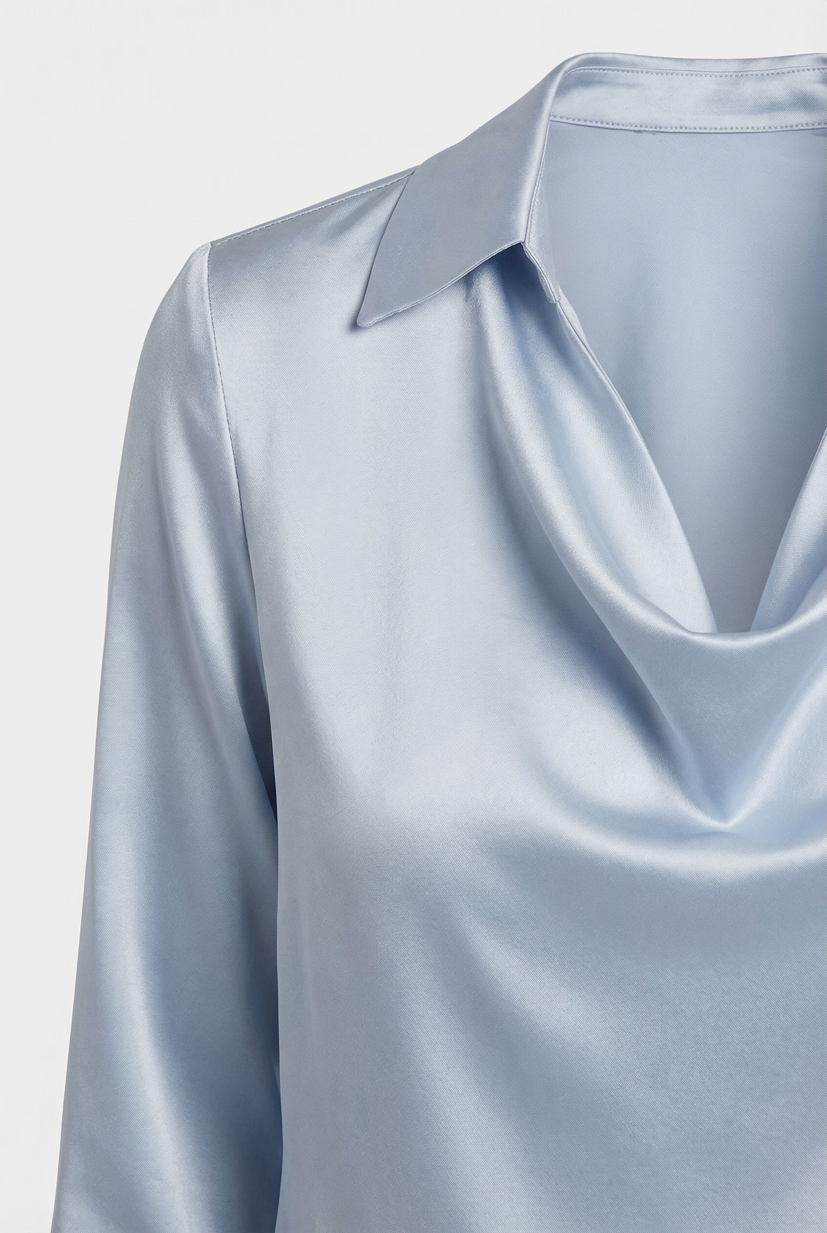Blusa Mujer Drapeada Manga Larga Tejido Suave Diseño Clásico Elegante