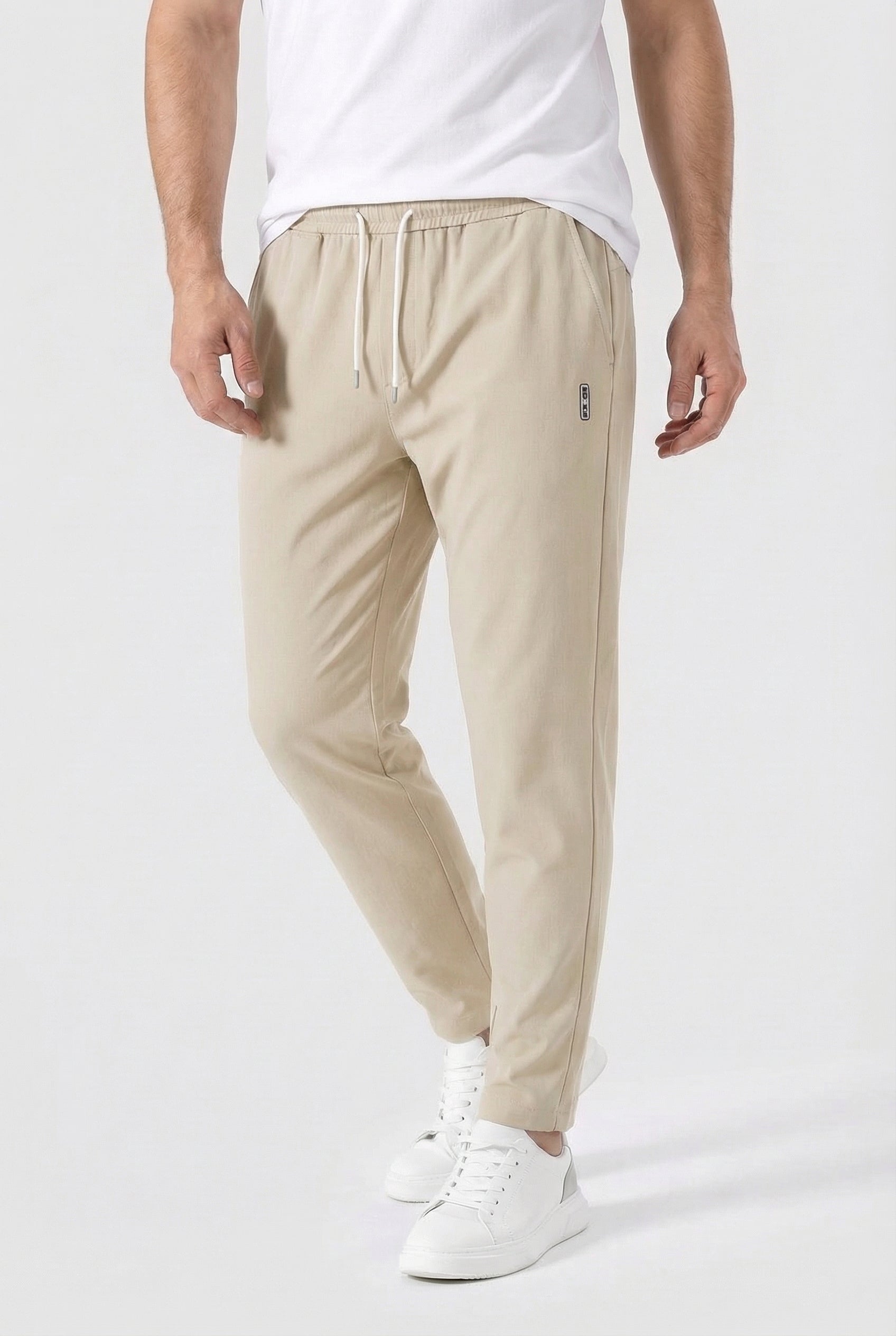 Hombre Pantalones Chinos Ajustados Algodón con Cordón