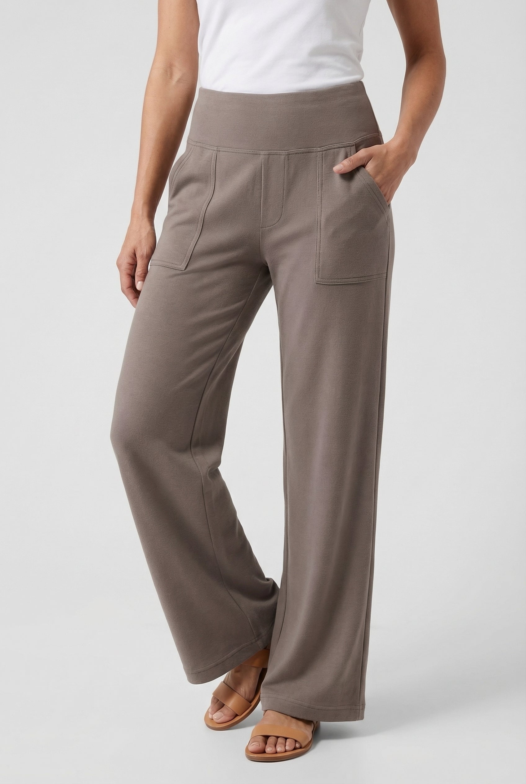 Pantalones Mujer Palazzo Talle Alto Ajuste Relajado Con Bolsillos Funcionales