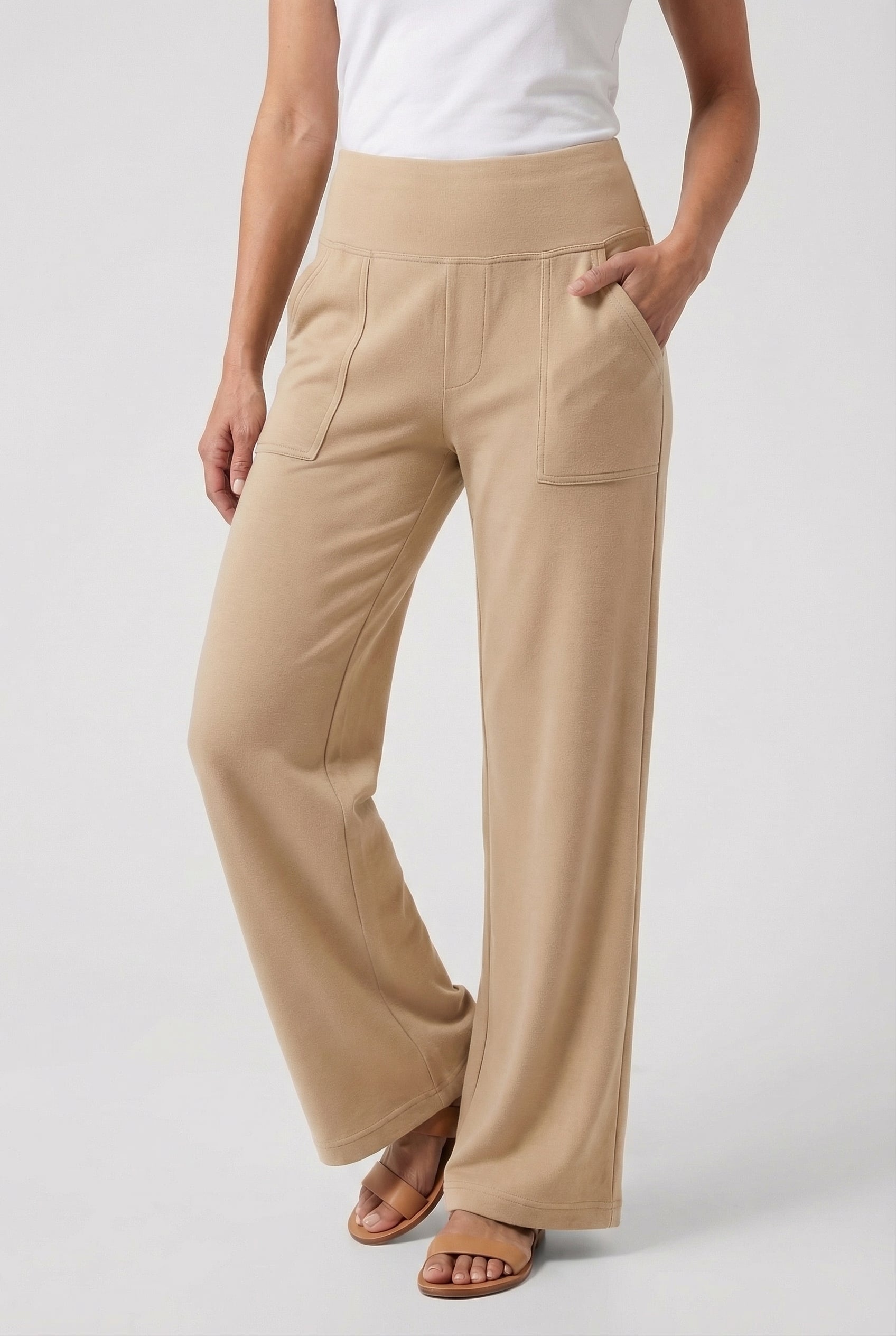 Pantalones Mujer Palazzo Talle Alto Ajuste Relajado Con Bolsillos Funcionales