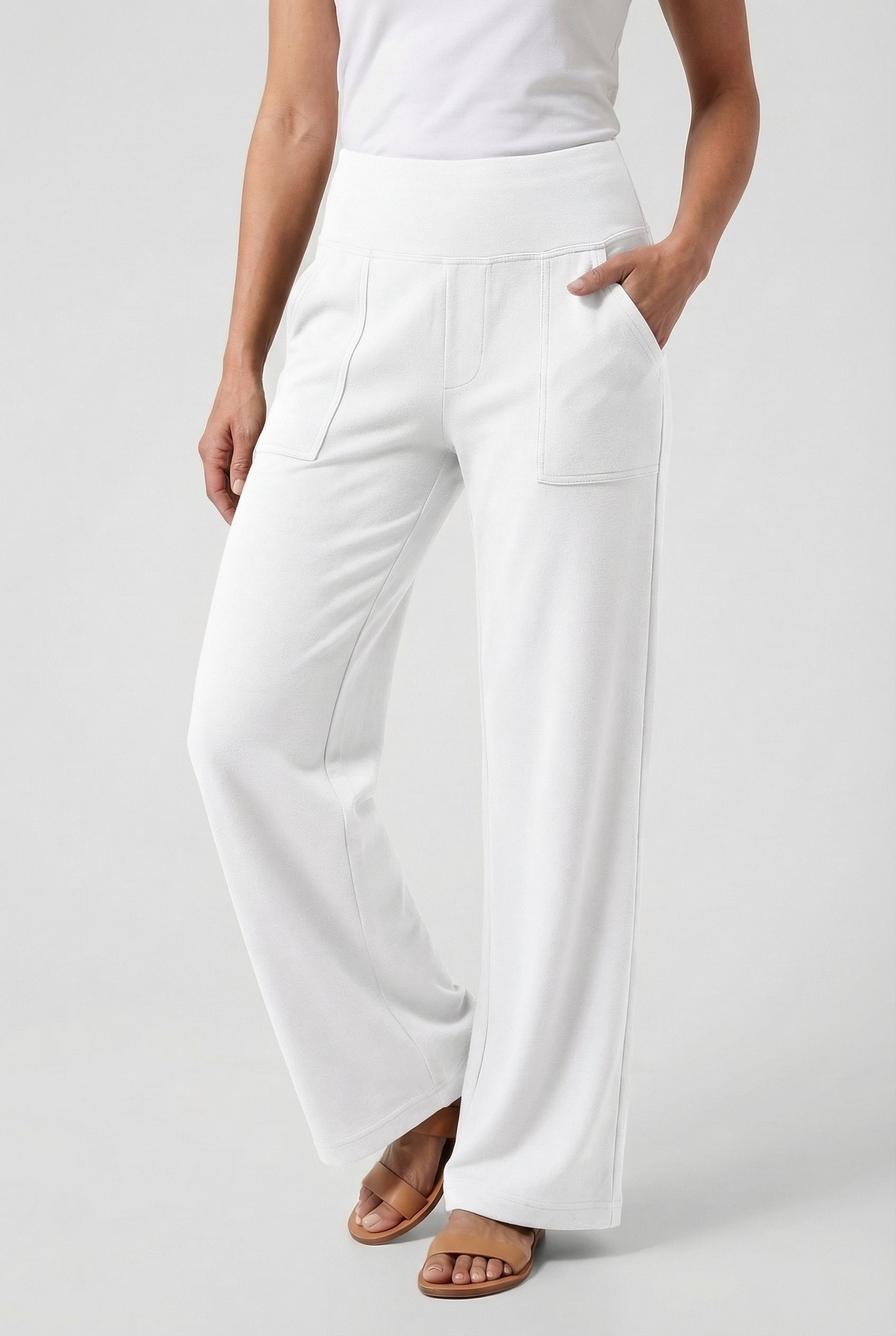 Pantalones Mujer Palazzo Talle Alto Ajuste Relajado Con Bolsillos Funcionales