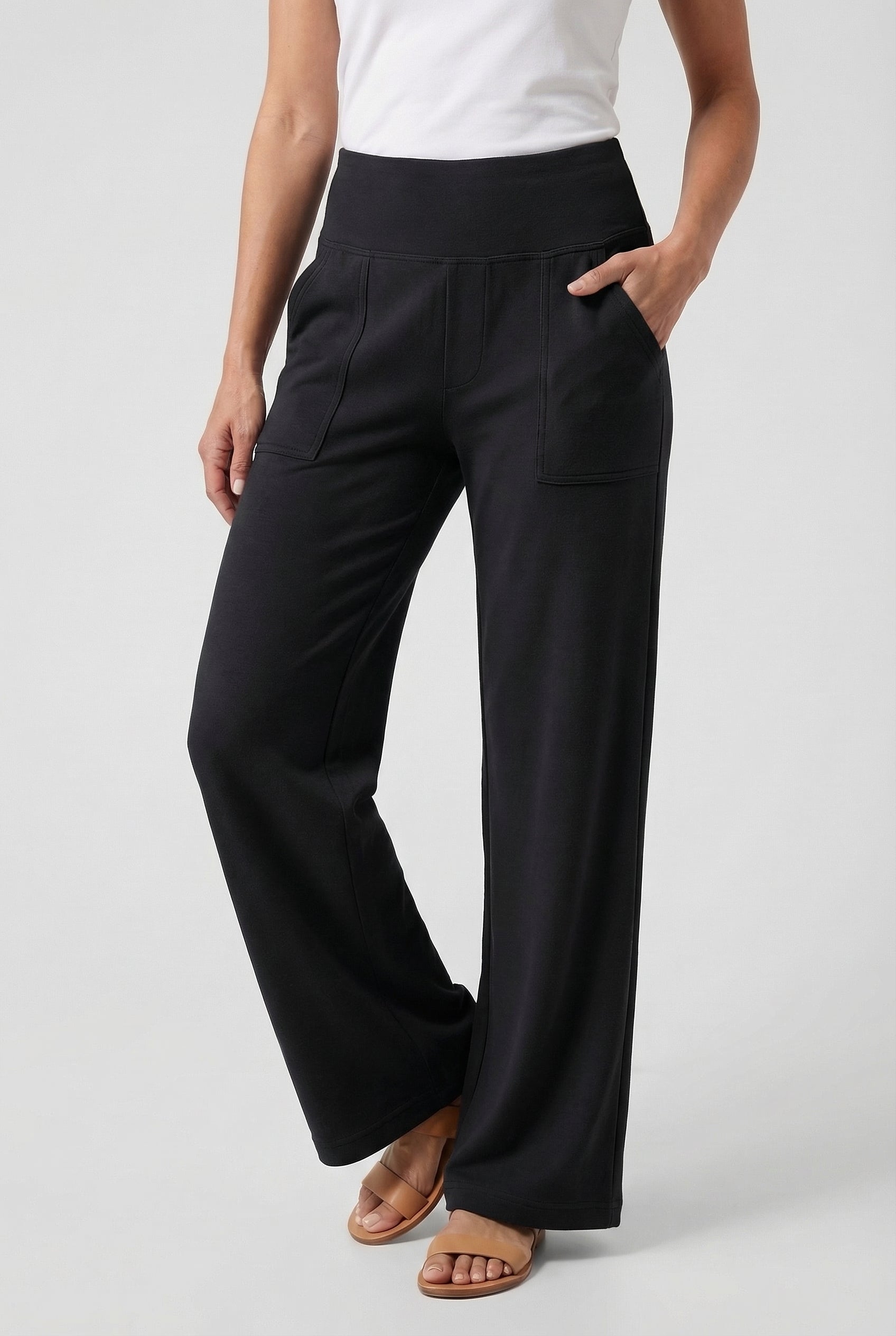 Pantalones Mujer Palazzo Talle Alto Ajuste Relajado Con Bolsillos Funcionales
