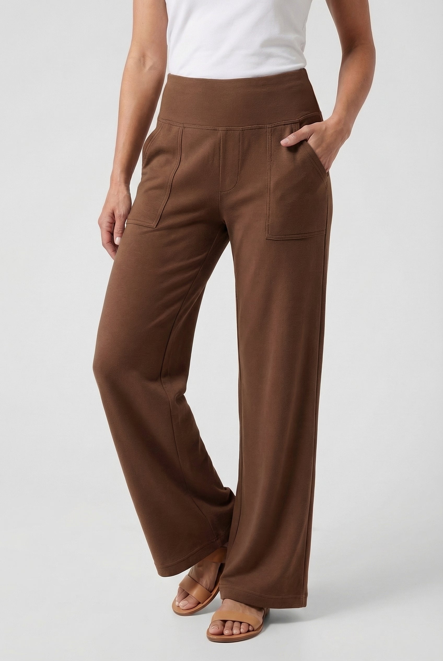 Pantalones Mujer Palazzo Talle Alto Ajuste Relajado Con Bolsillos Funcionales