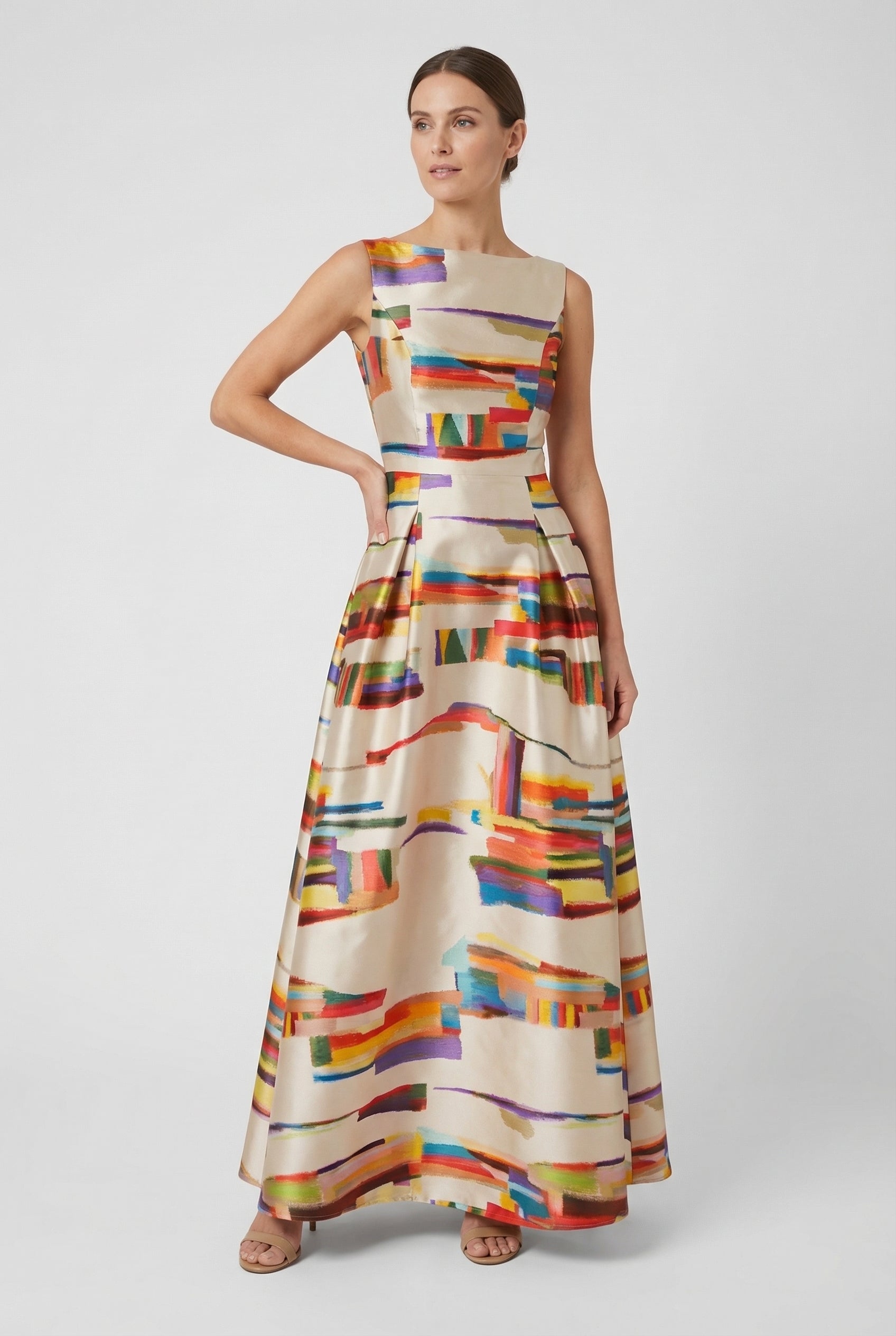 Mujer Maxi Vestido De Poliéster Sin Mangas Con Estampado Abstracto Casual