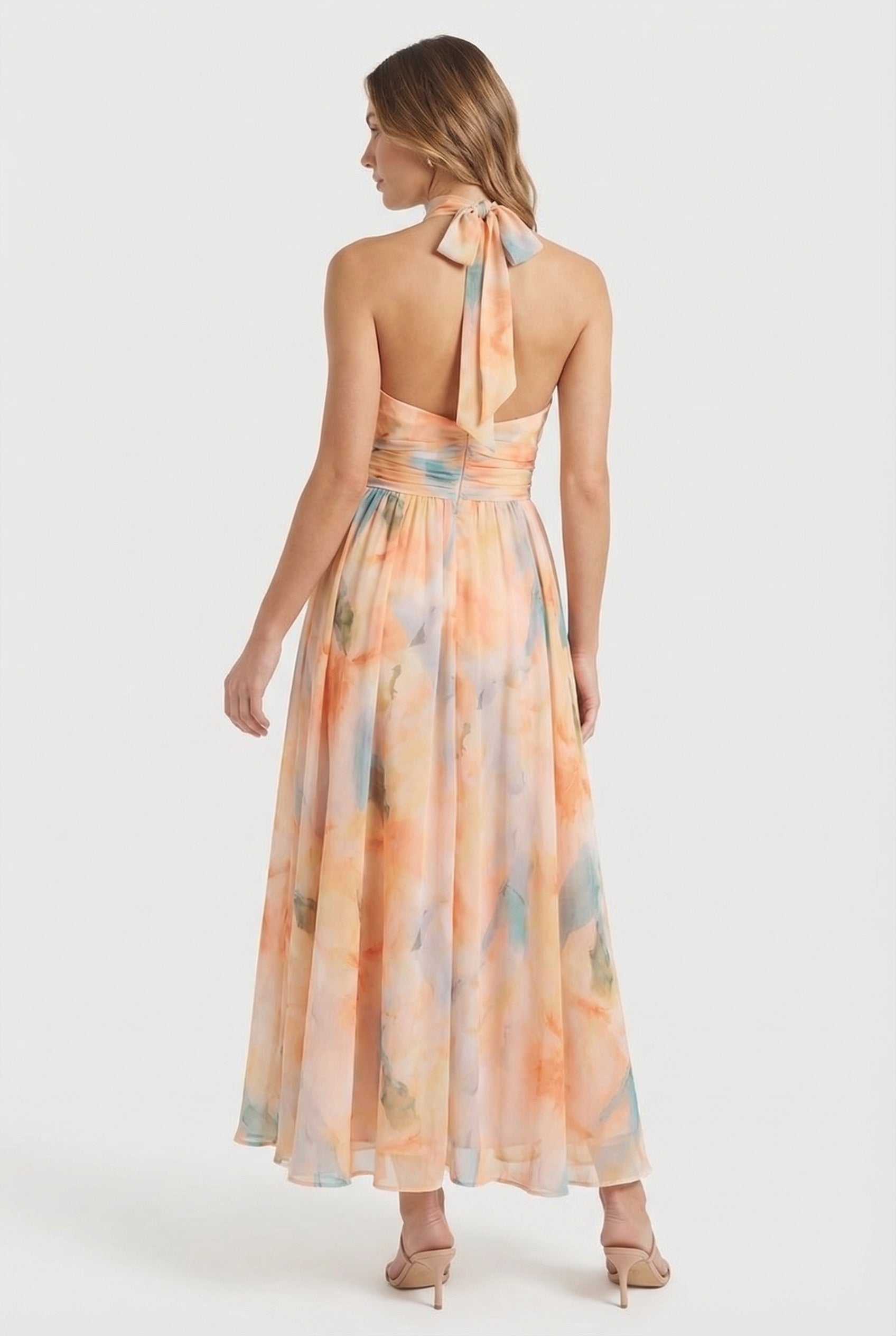 Mujer Vestido Maxi Floral Halter Diseño Alineado Verano