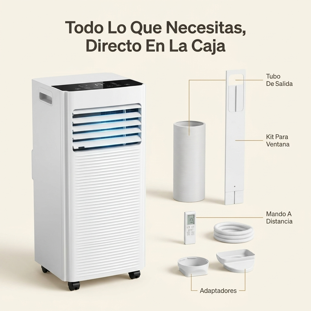 Aire Acondicionado Portátil 7000 BTU con Deshumidificador y Ventilador