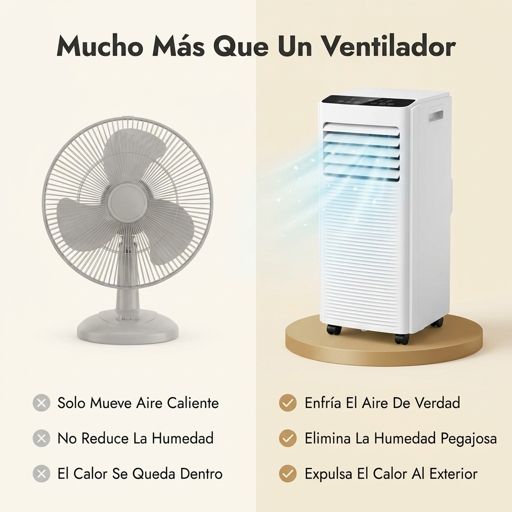 Aire Acondicionado Portátil 7000 BTU con Deshumidificador y Ventilador