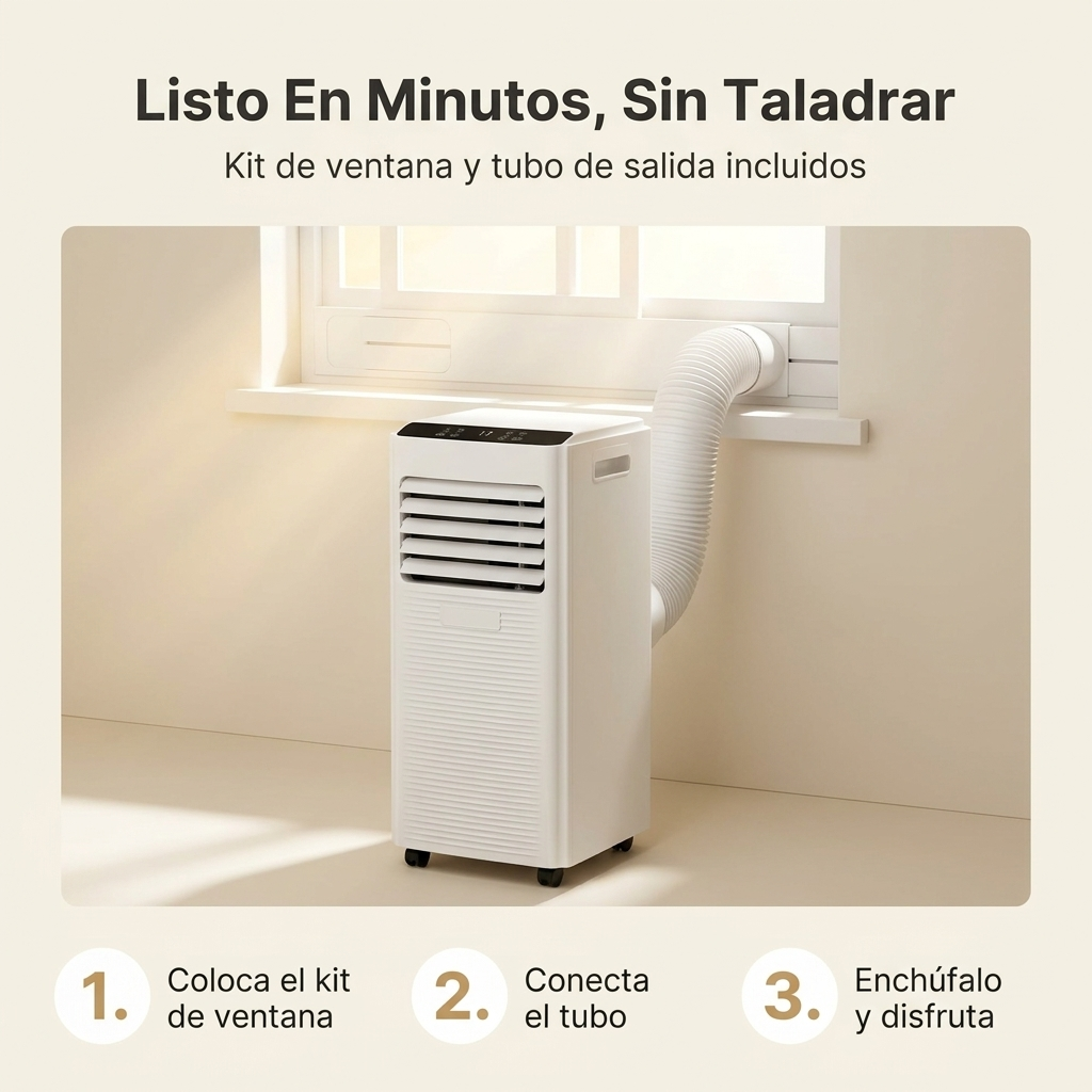 Aire Acondicionado Portátil 7000 BTU con Deshumidificador y Ventilador