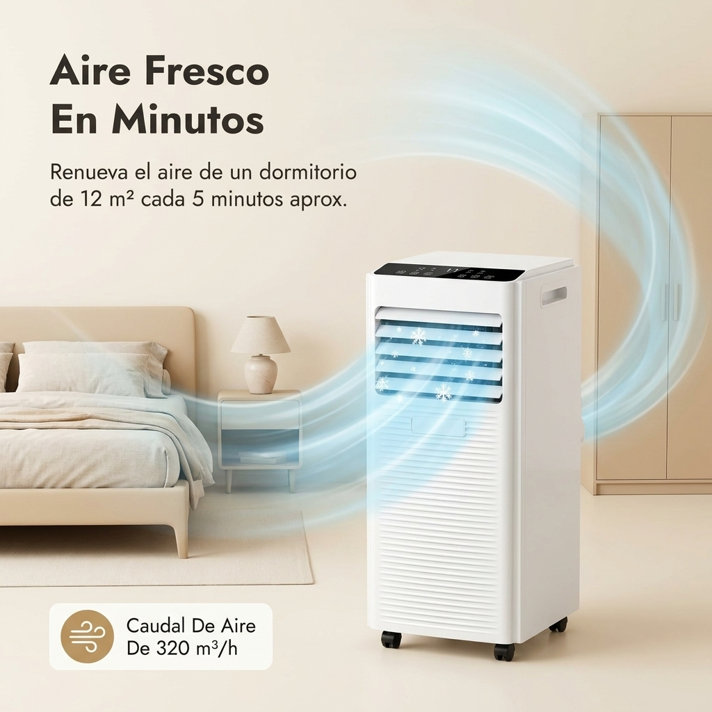 Aire Acondicionado Portátil 7000 BTU con Deshumidificador y Ventilador