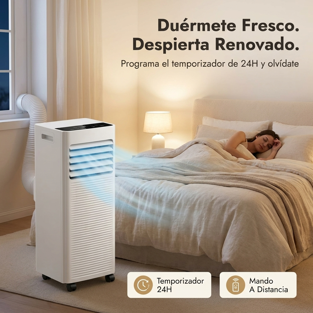 Aire Acondicionado Portátil 7000 BTU con Deshumidificador y Ventilador