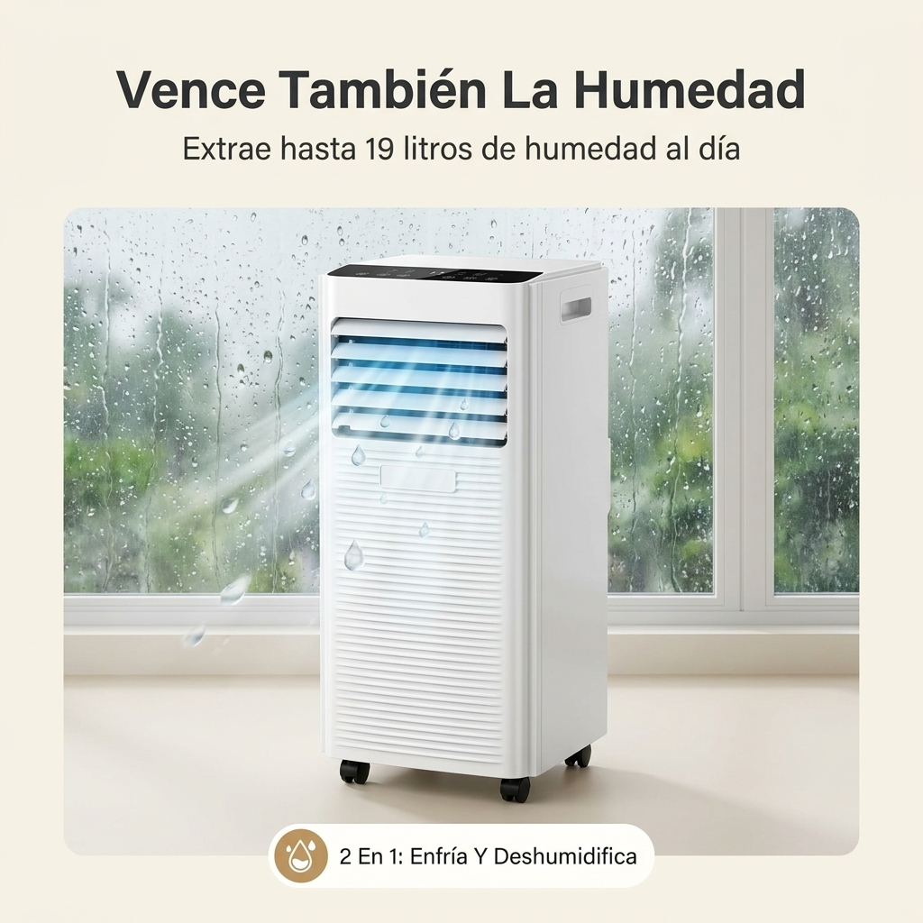 Aire Acondicionado Portátil 7000 BTU con Deshumidificador y Ventilador